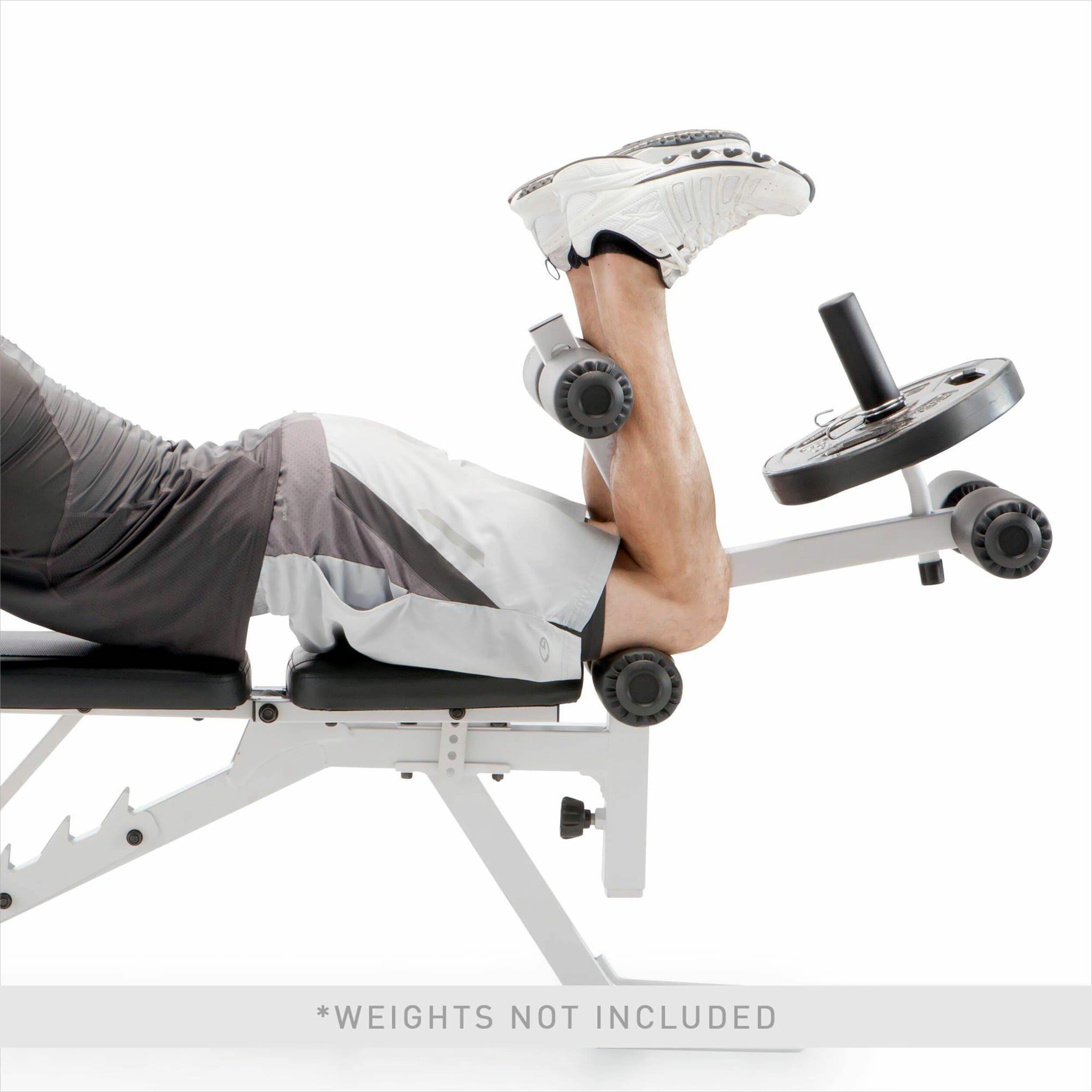Marcy Adjustable Weight Bench, Foldable Incline Decline Flat Bench Press for Home Gym, Full Body Workout Equipment with Leg Developer and Wheels