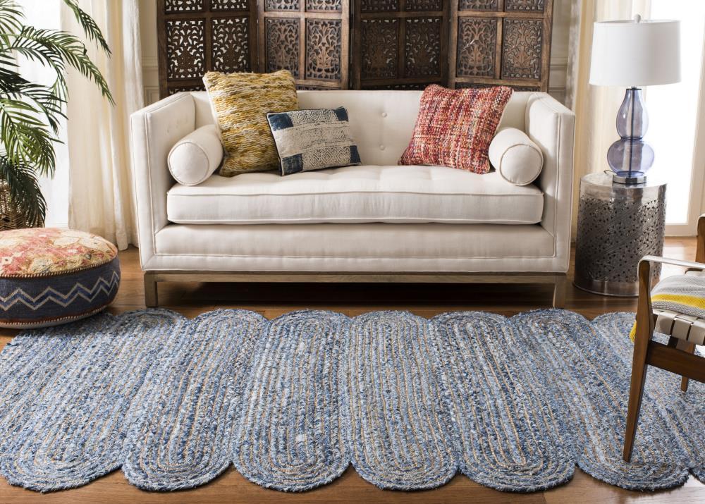 Cape Cod CAP208 Woven Indoor Area Rug - Blue/Natural - 6'x6' - Safavieh
