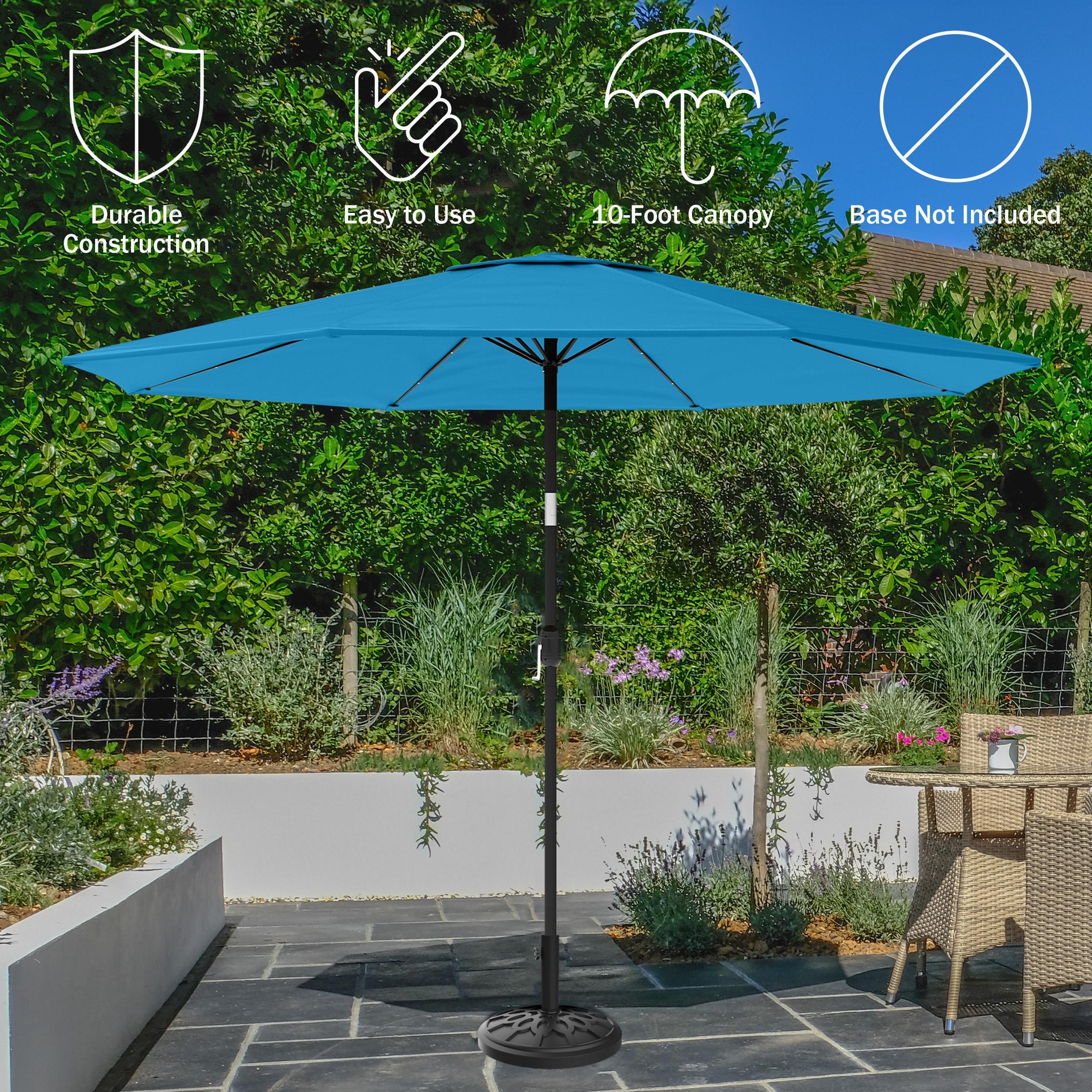 Pure Garden 10' Octagon Outdoor Patio Market Umbrella: Solar LED, Water-Resistant, Steel Frame