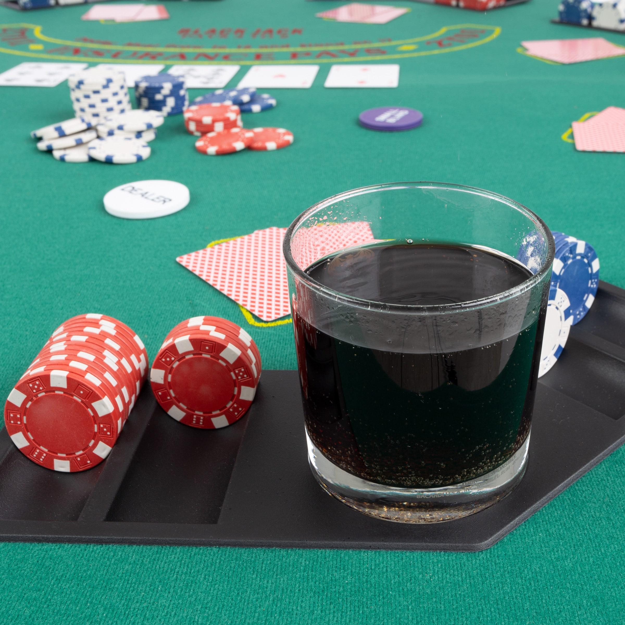 Trademark Poker 8-Player Folding Poker Table Top – 48" Wood Topper – Blackjack Table with Built-In Cupholders and Chip Trays