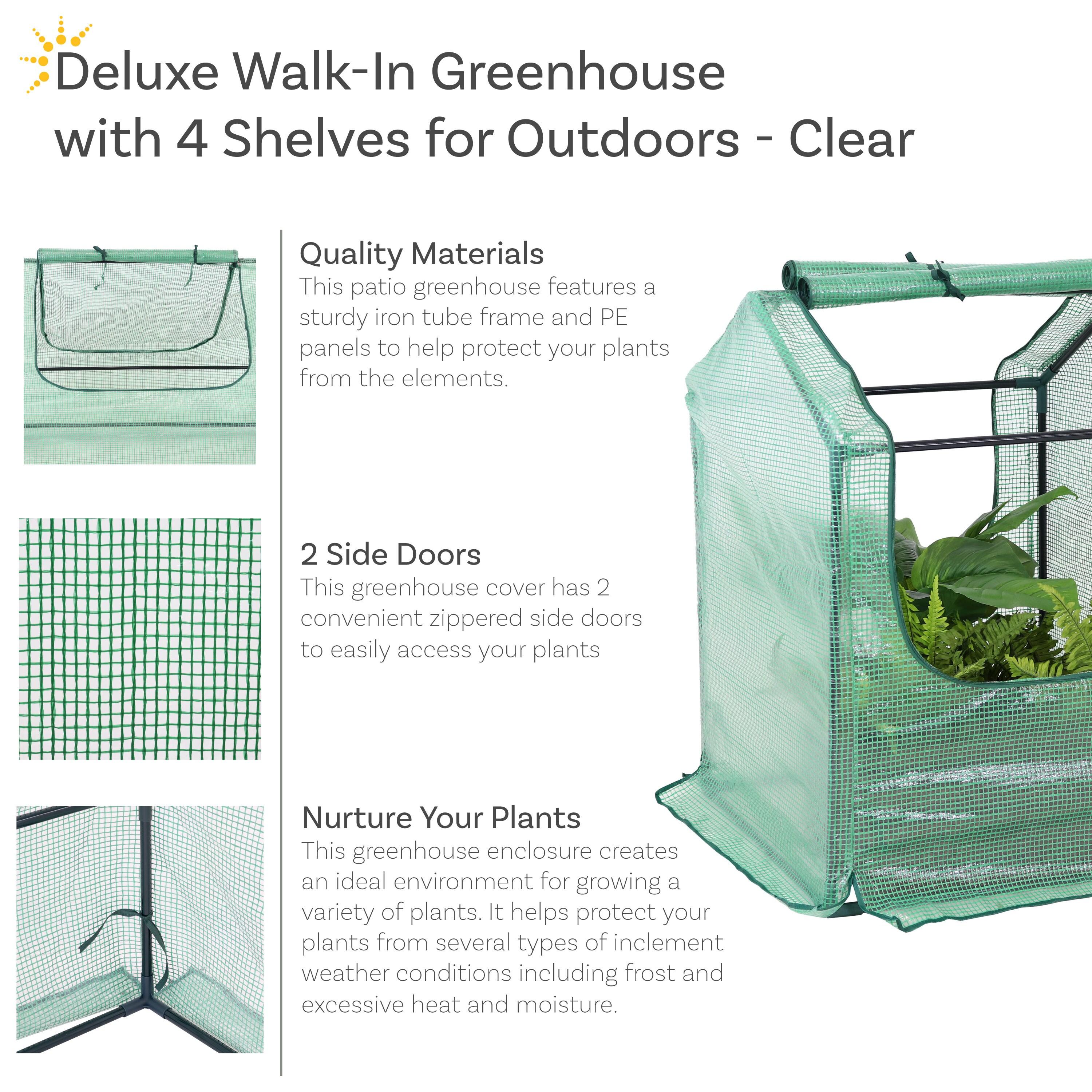 Sunnydaze Mini Greenhouse with 2 Zippered Side Doors - 2' x 2' - Green