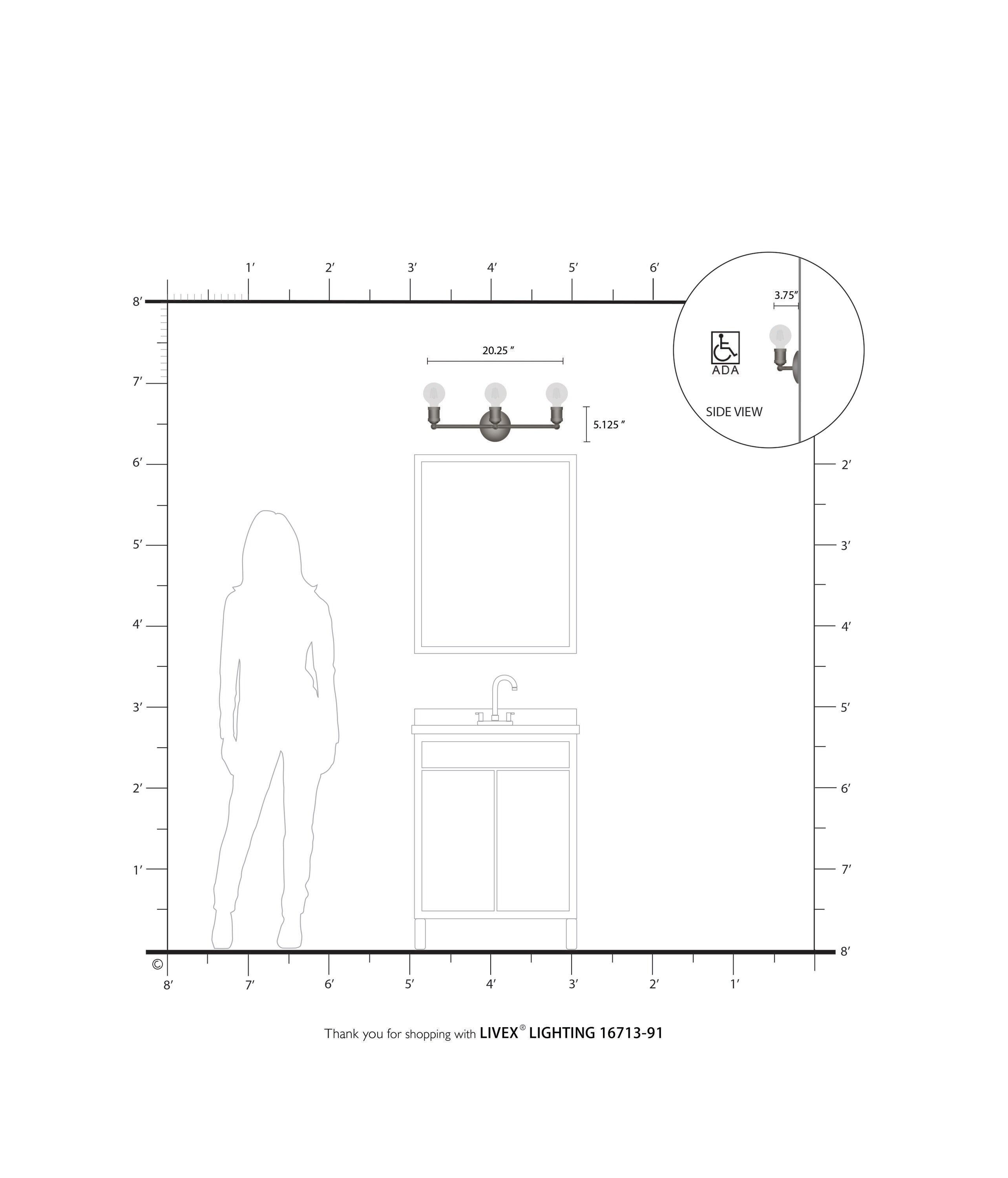 Livex Lighting Lansdale 3 - Light Vanity in  Brushed Nickel