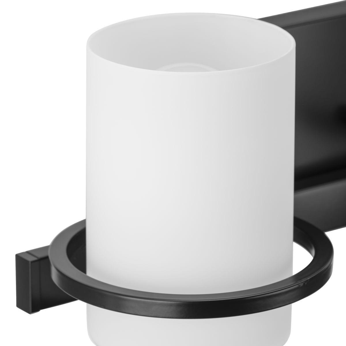 Progress Lighting Reiss Collection 2-Light Vanity Light in Matte Black with White Glass Shade