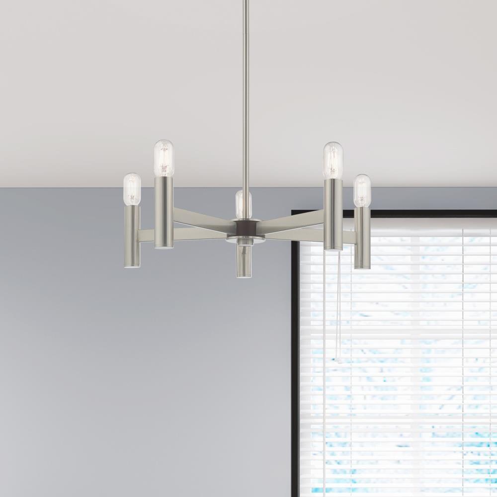 Copenhagen Industrial Chic 5-Light Brushed Nickel Chandelier