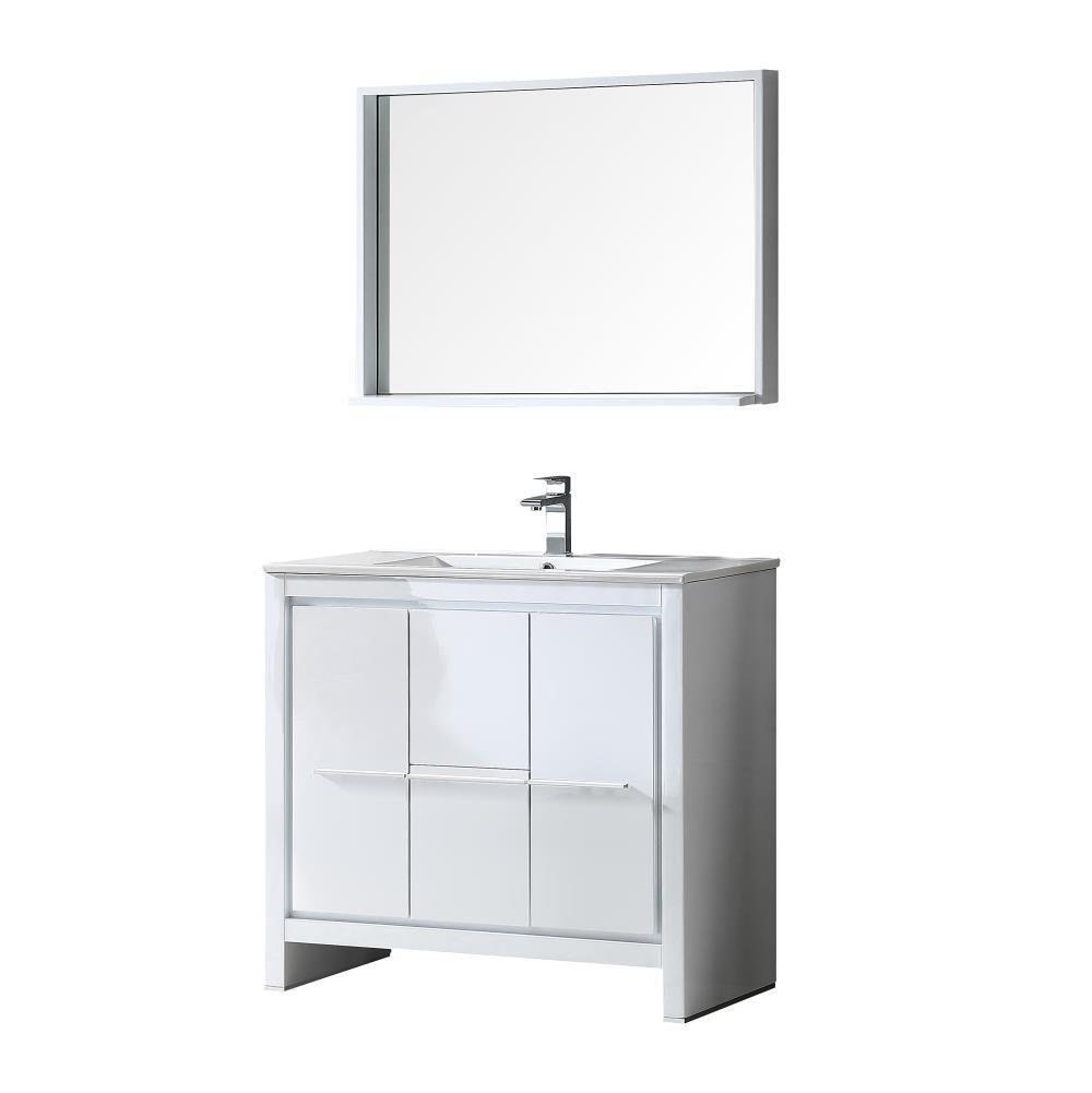 Allier 36"White Bathroom Vanity & Mirror