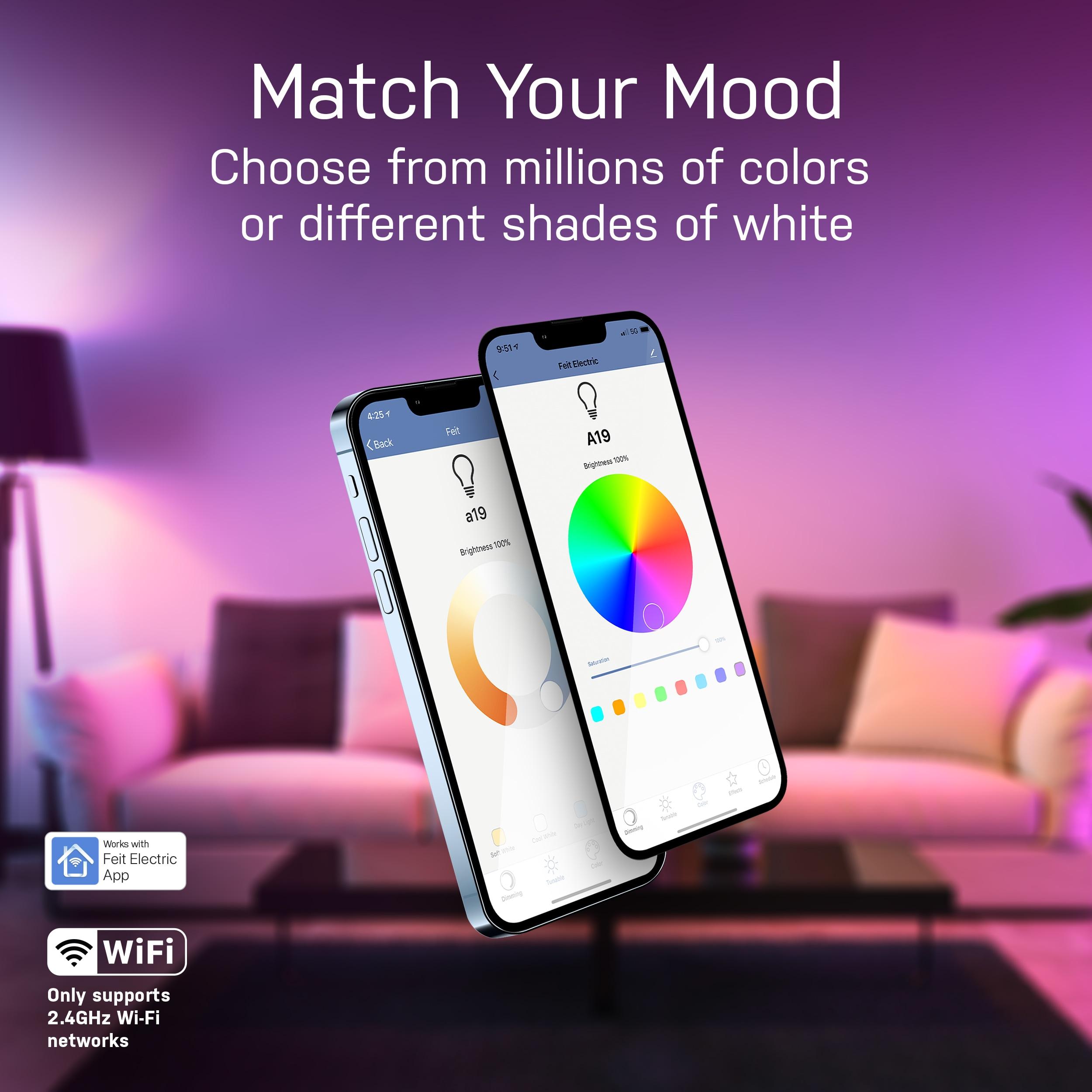 Feit Electric Smart LED Bulb 65W Equivalent Full Color/Tunable White, BR30, Med E26 Base, Dimmable