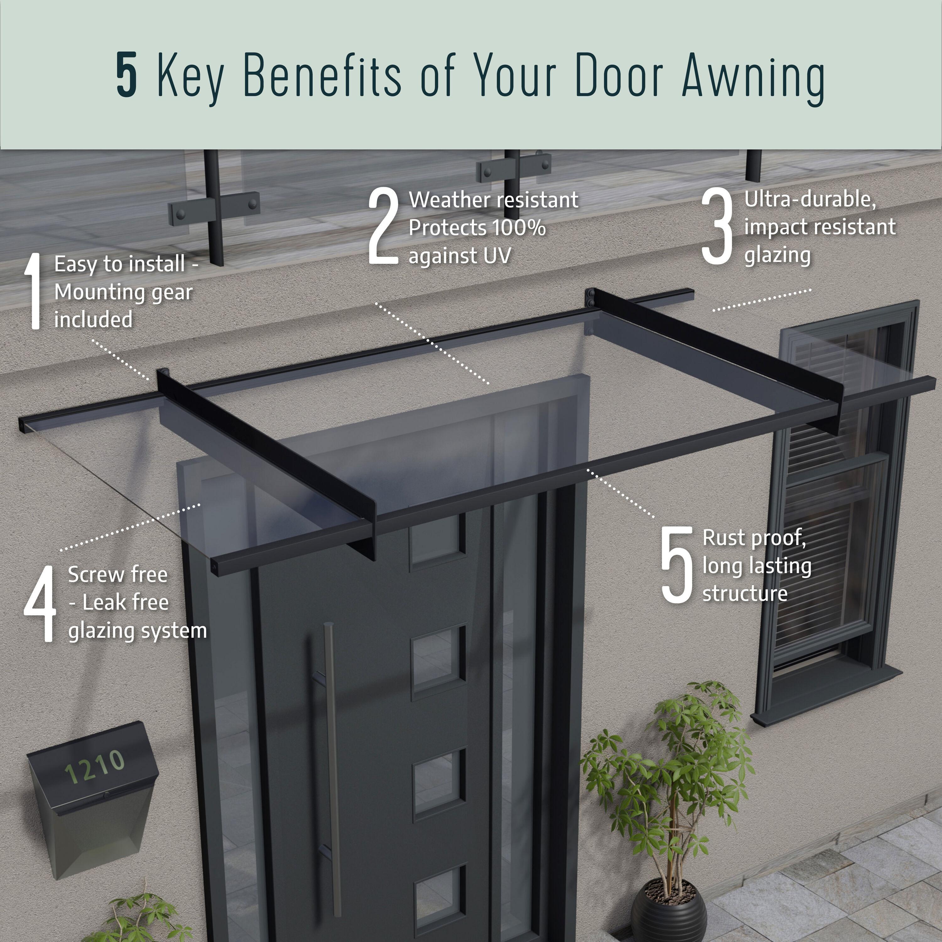 Palram - Canopia Neo Polycarbonate Clear Stationary Slope Door and Window Awning