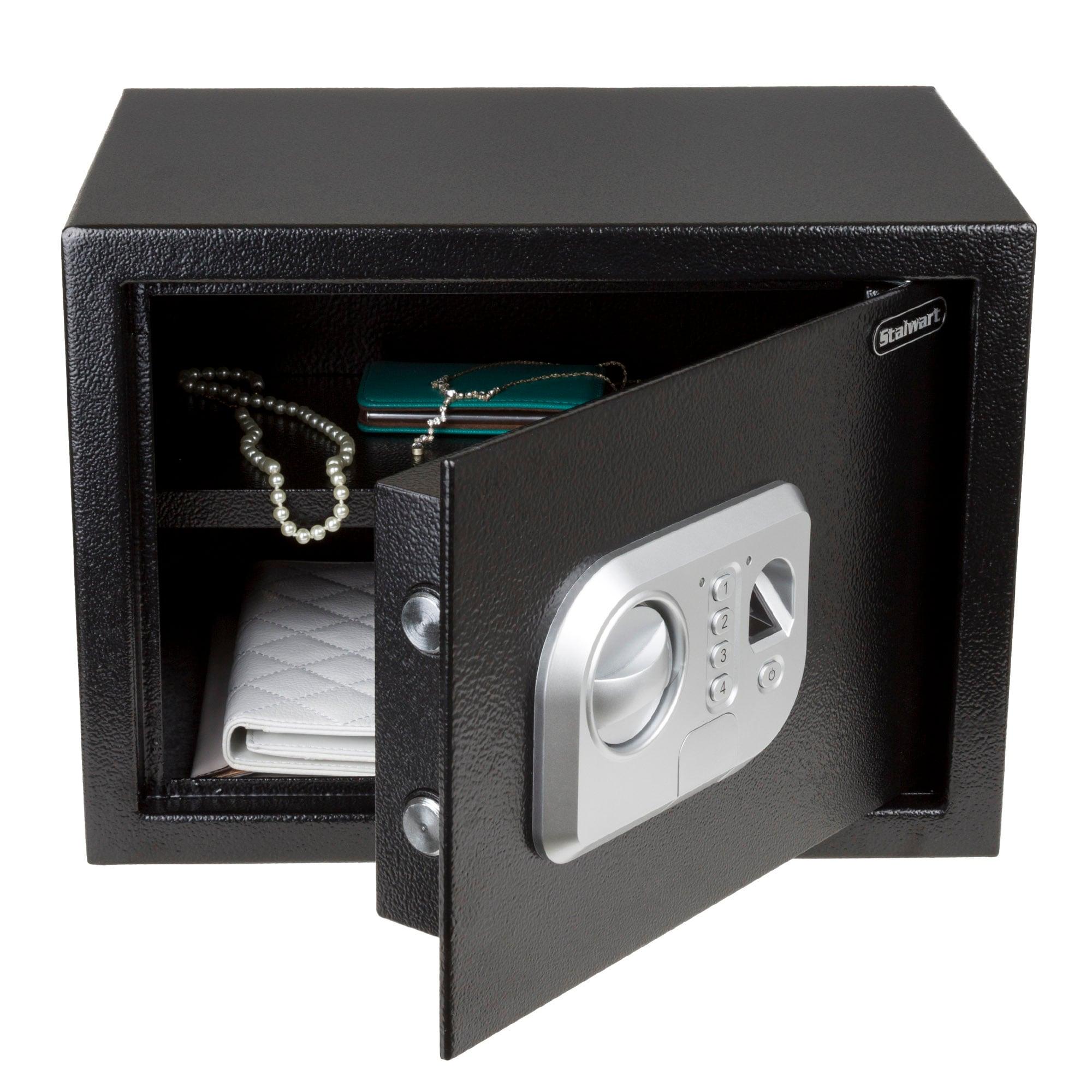 Stalwart Stalwart Electronic Safe - Digital Biometric Fingerprint Lock Box with 2 Override Keys (Black)