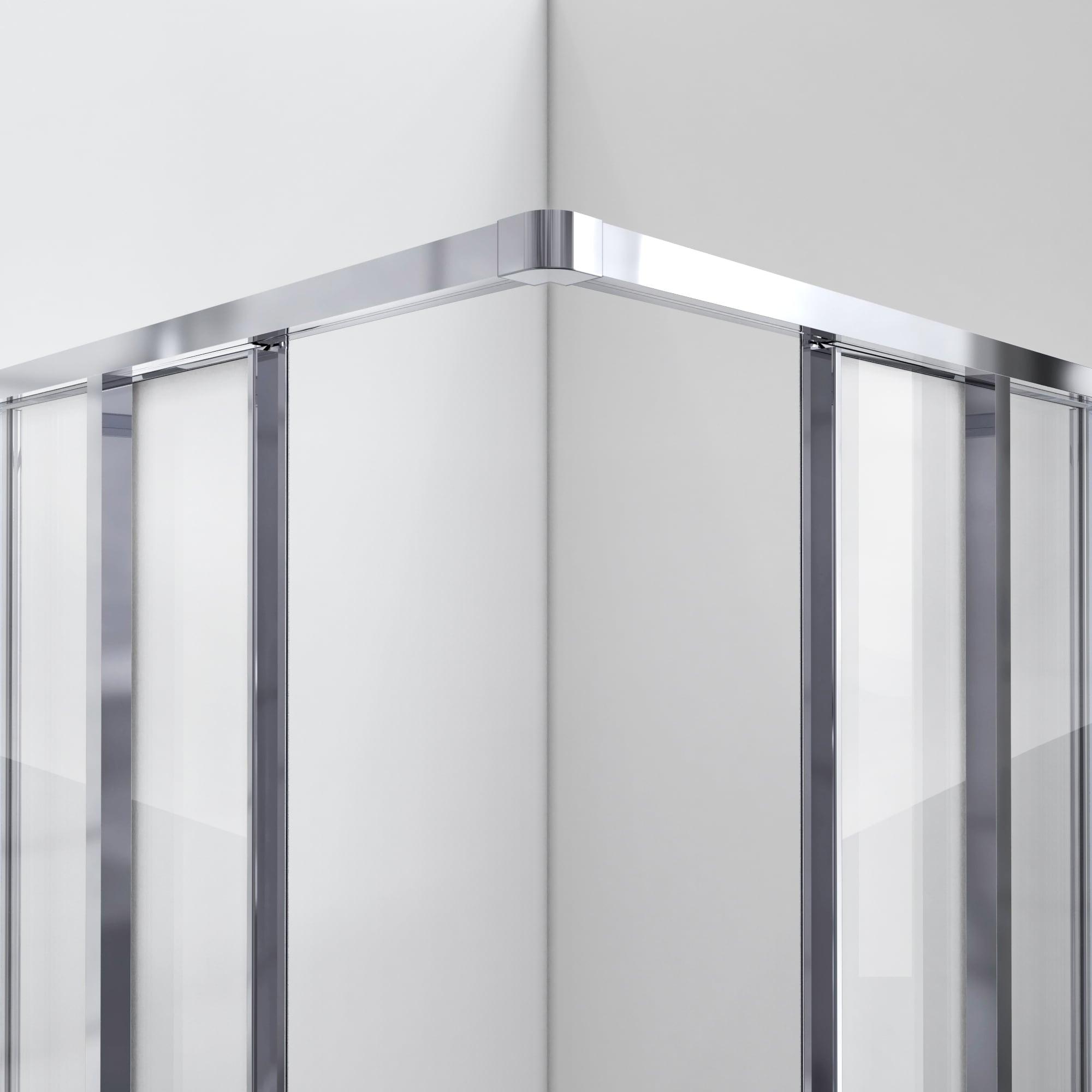 Cornerview 36" x 74.75" Framed Square Sliding Shower Enclosure with Base Included