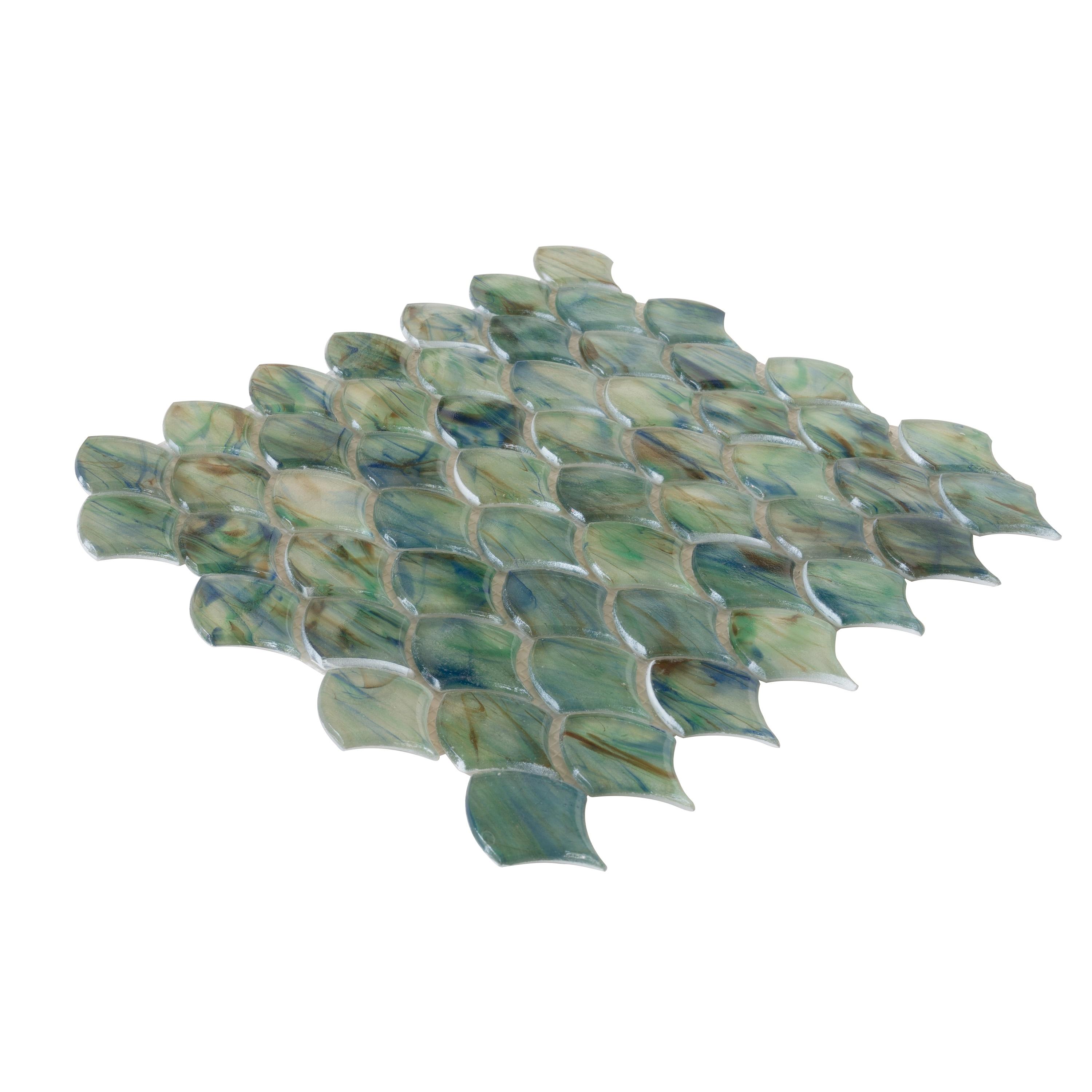 Majeste 0.5" x 2" Glass Fish Scale Mosaic Wall & Floor Tile