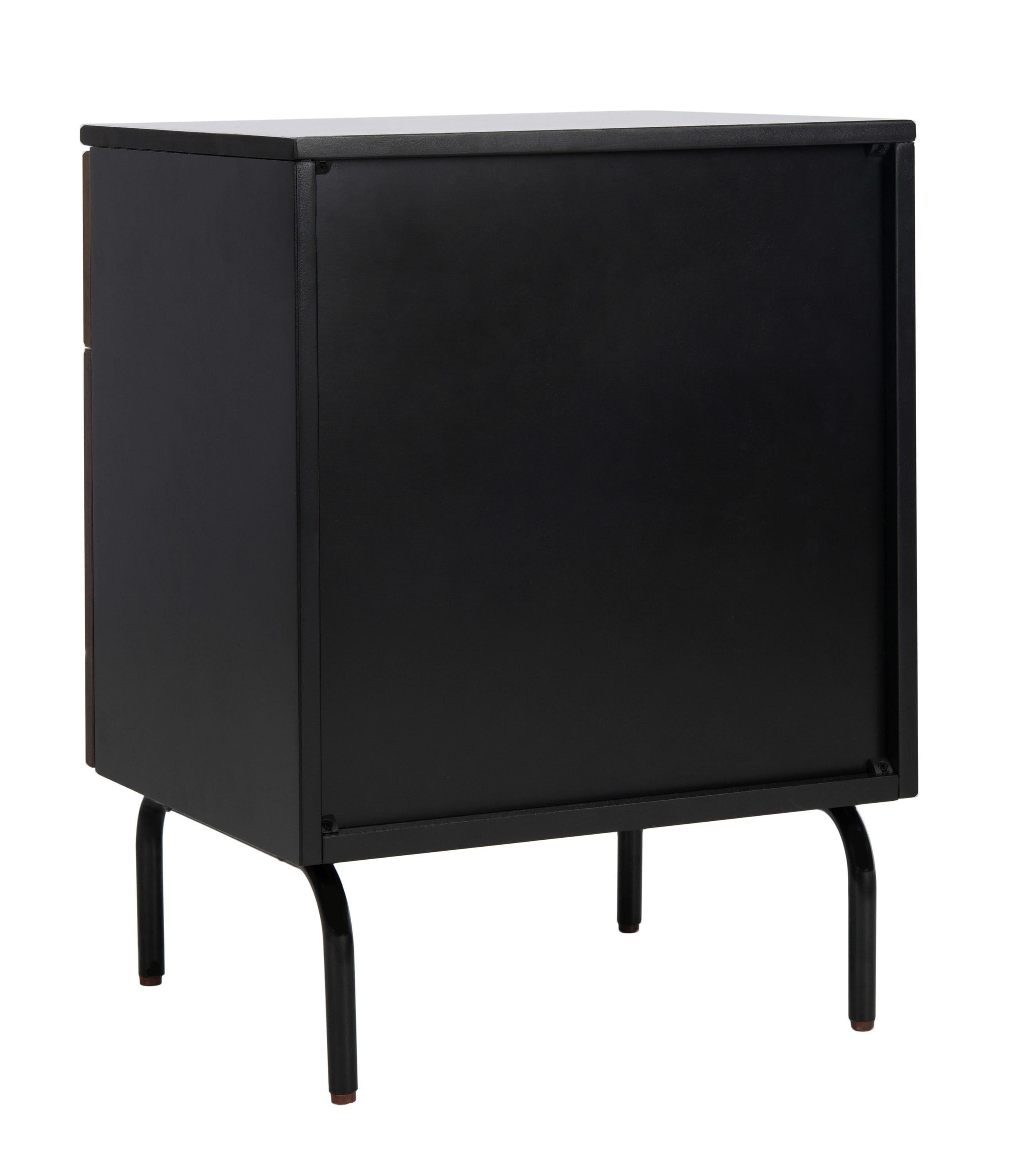 Genevieve 2 Drawer Nightstand - Walnut/Black - Safavieh.