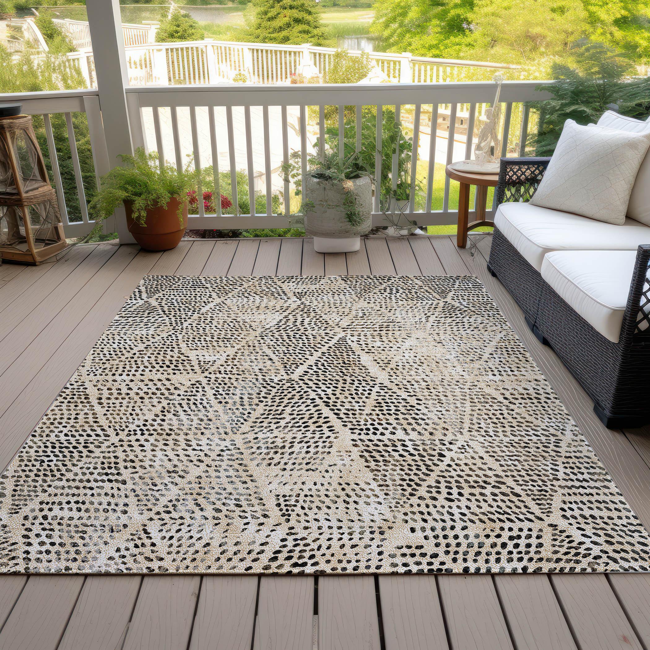 Addison Rugs Chantille Indoor/Outdoor Transitional Diamond Beige Washable Rectangle Rug, 10' x 14'