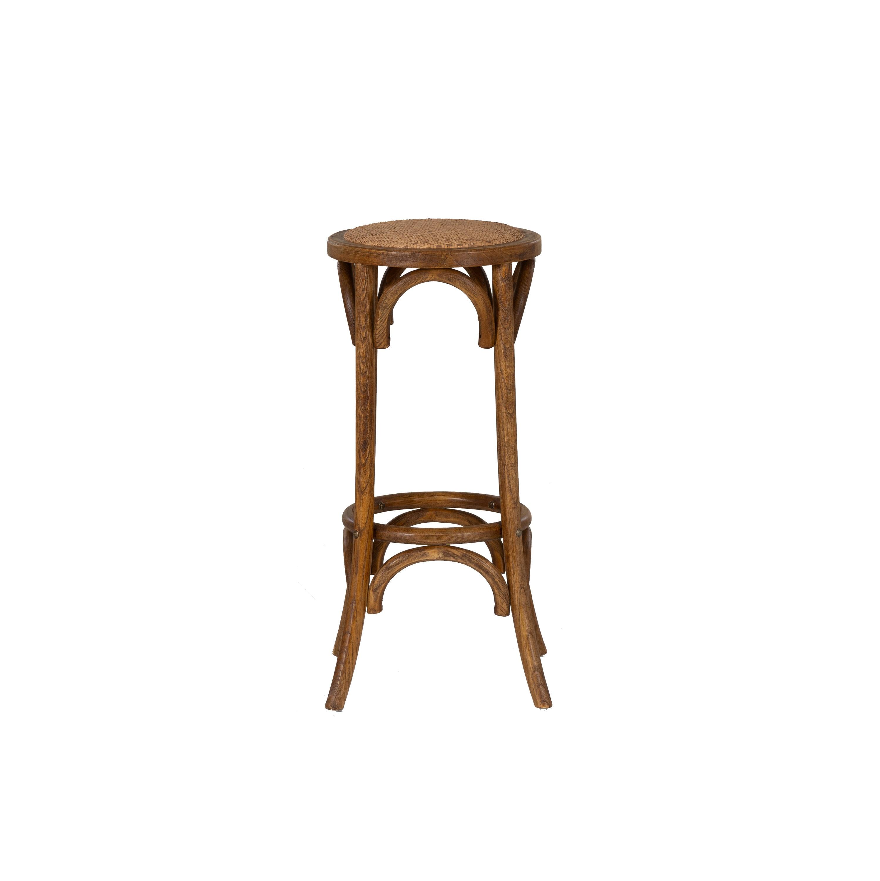 Dovecove Fredericksburg Round Rattan Seat Counter Stool with Solid Wood Frame