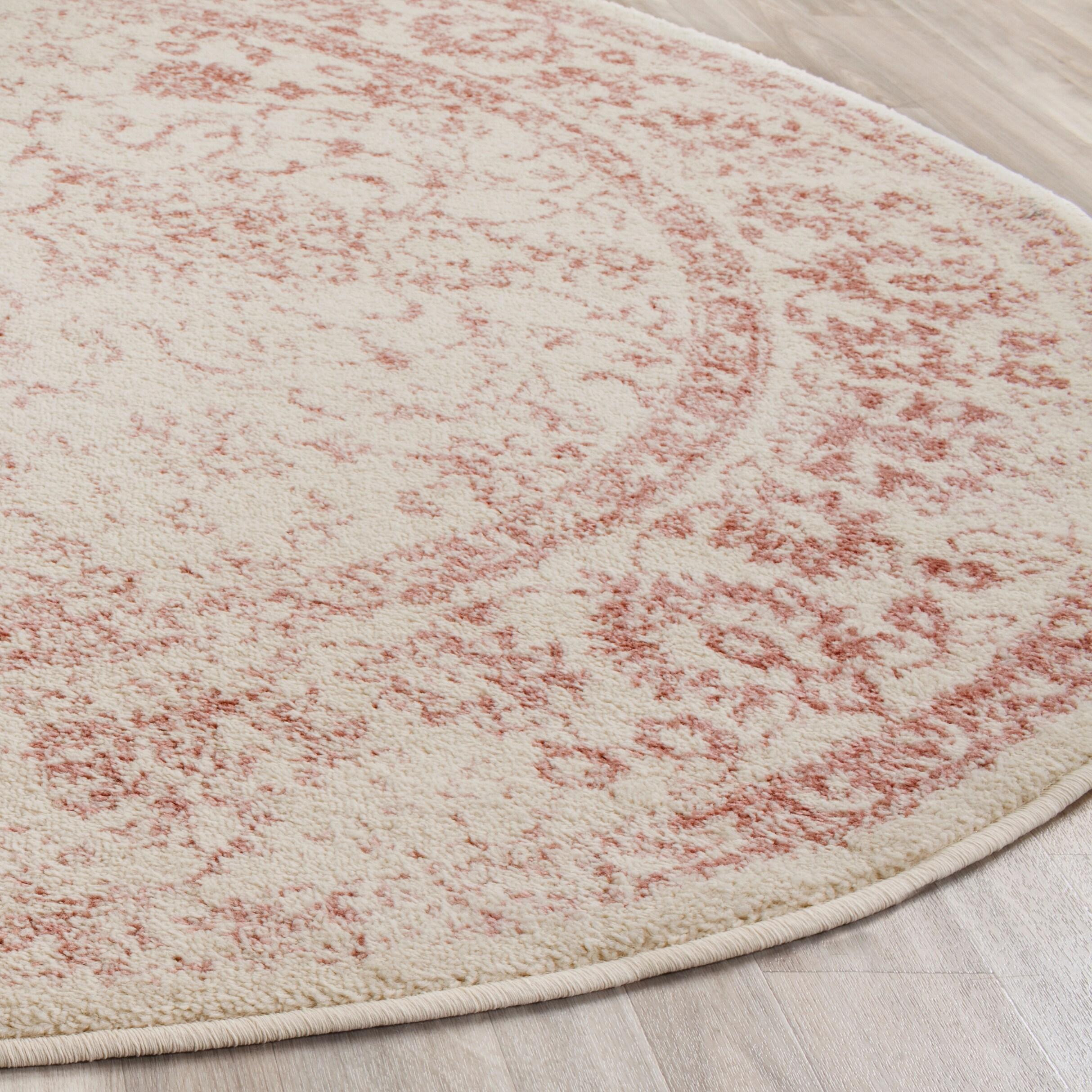 Adirondack ADR109 Machine Made Indoor Area Rug - Ivory/Rose - 6' Round - Safavieh