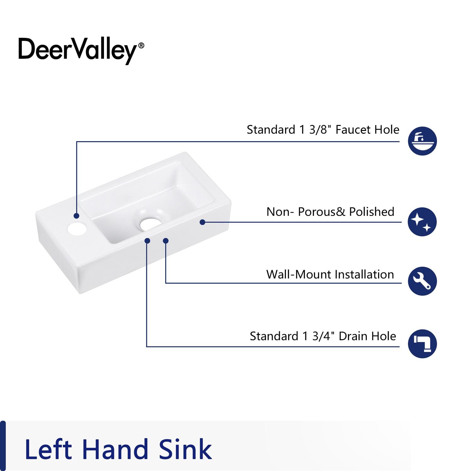 Liberty 14.57'' x 7'' Vitreous China Rectangular Wall Mount Bathroom Sink with Left Faucet Hole for Small Space