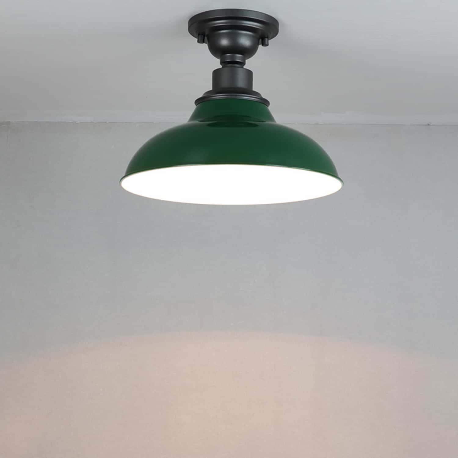 Modern Green Semi Flush Mount Light Barn Style Ceiling Light Fixture