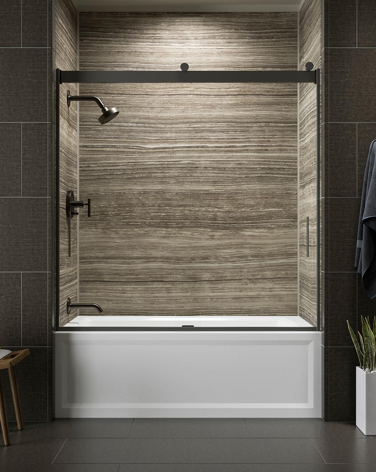 Levity 59.62" x 62" Bypass Bath Door with CleanCoat® Technology
