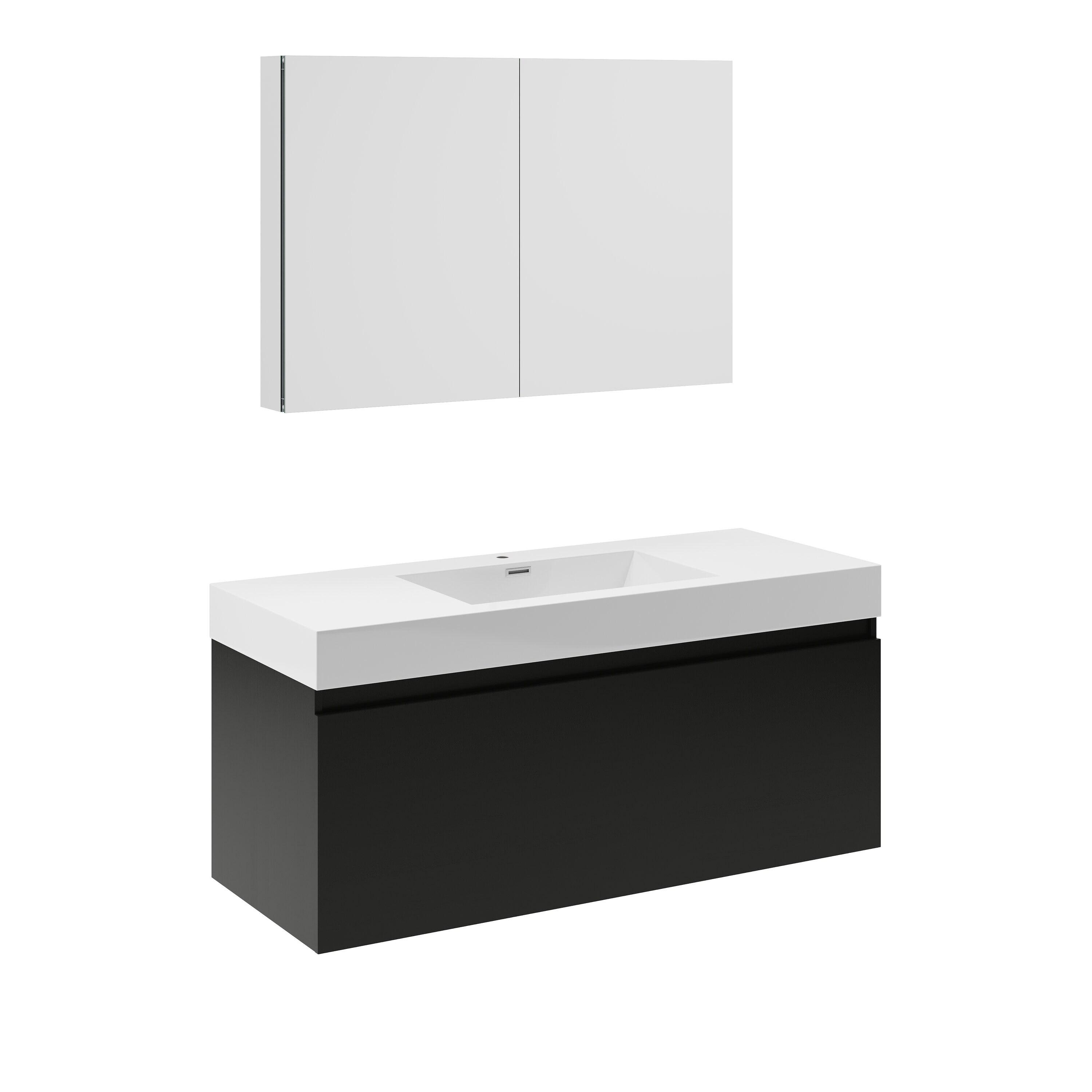 Mezzo 48"Black Wall Hung Bathroom Vanity & Medicine Cabinet