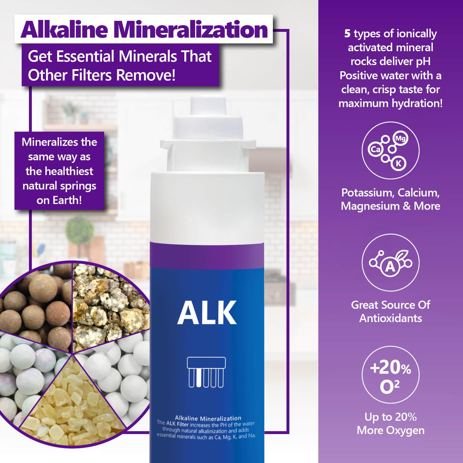 1 Year Elite RO Alkaline Reverse Osmosis System Replacement Filter Set ? 5 Easy Change Quick Twist filters with Alkaline Filter for added Essential Minerals ? 100 GPD RO Membrane