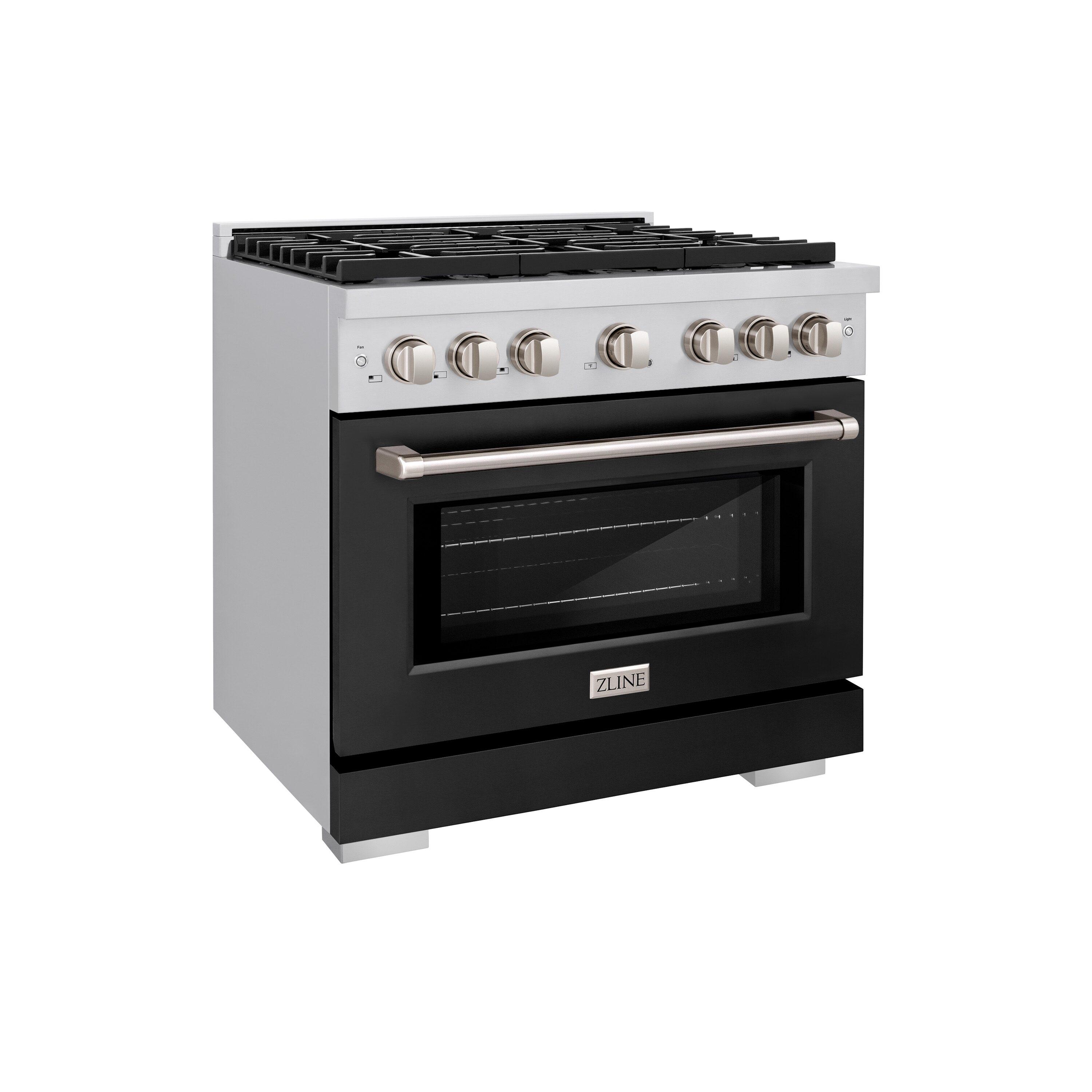 ZLINE 36" Paramount Gas Range w/ 6 Burner Cooktop & Convection Oven w/ Black Matte Door