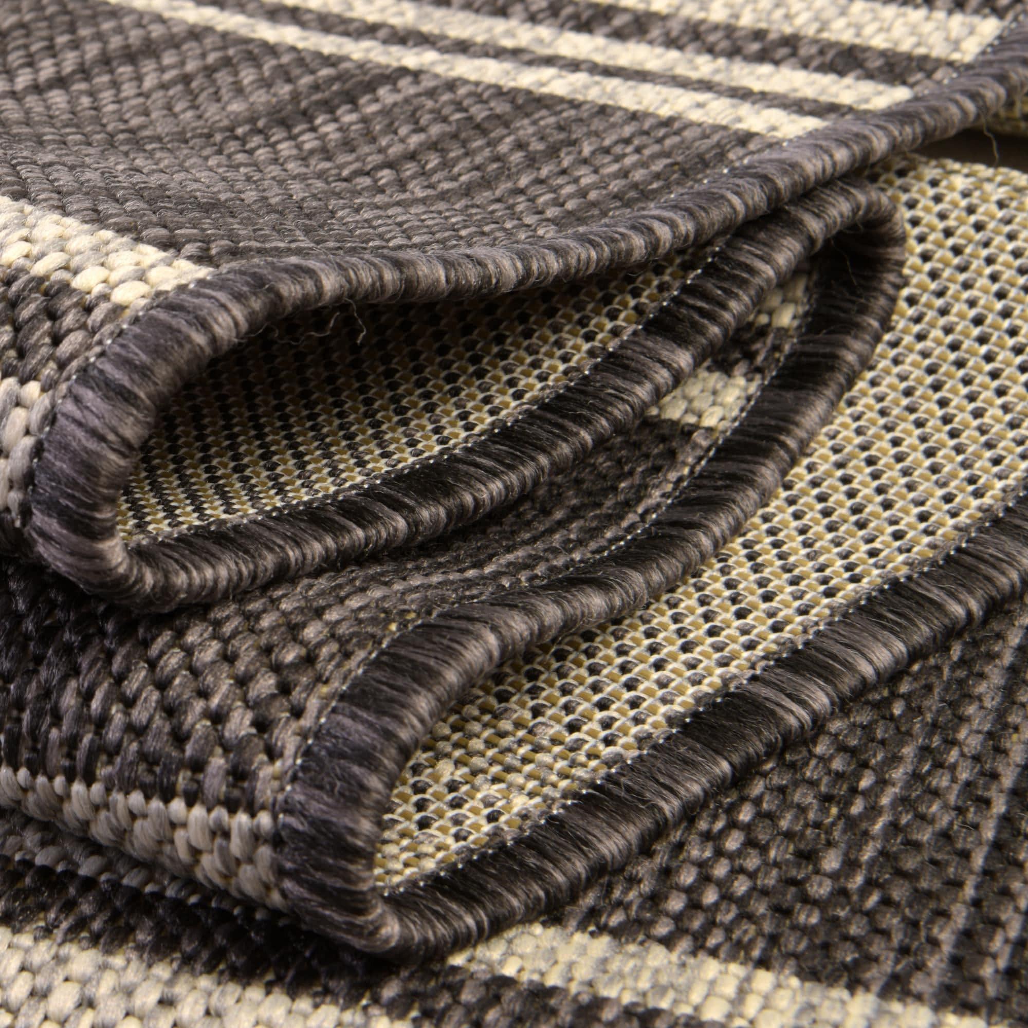 Jill Zarin Outdoor Collection Area Rug - Anguilla (2' x 3' 1" Rectangle Charcoal/Ivory)