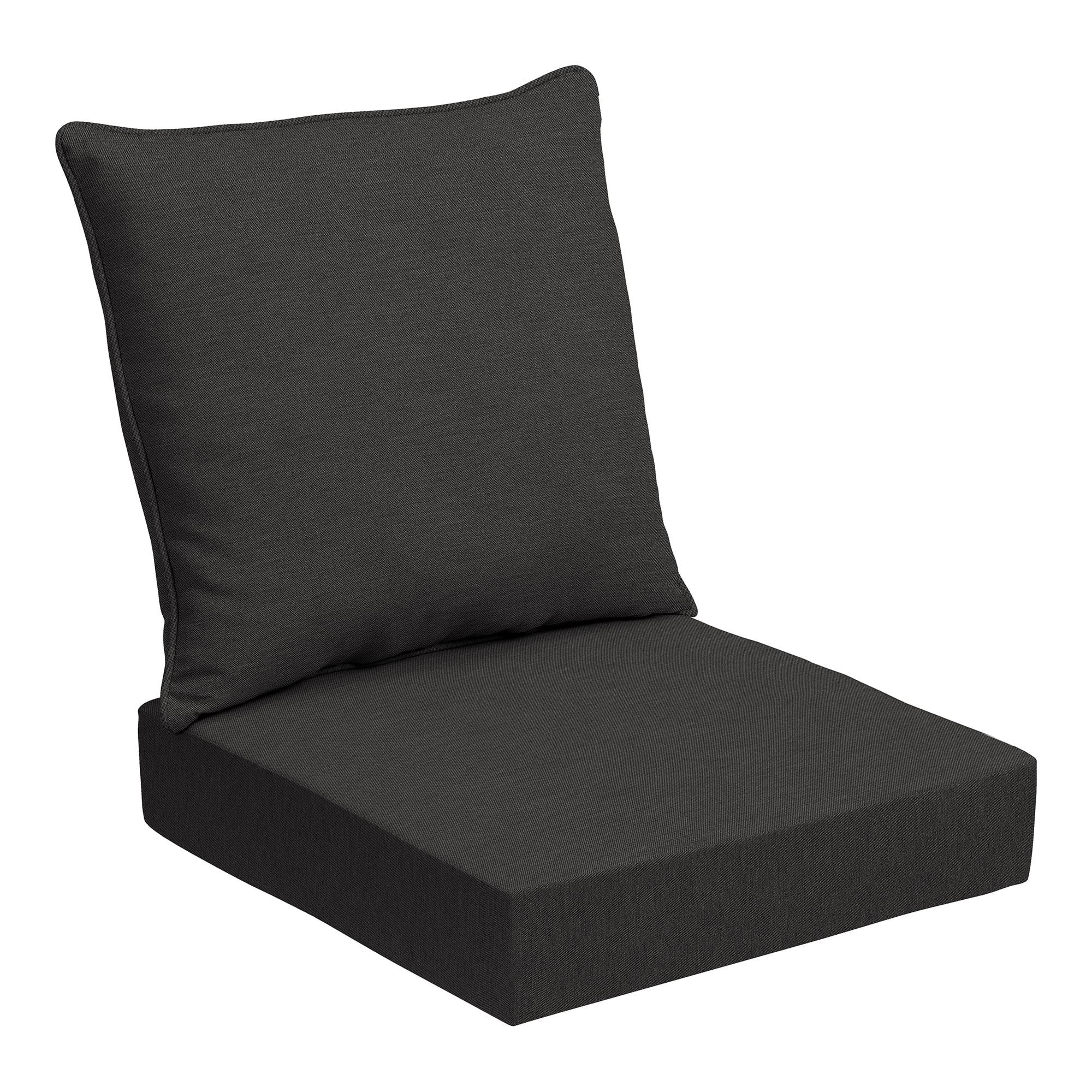 Arden Selections Oceantex Outdoor Deep Seating Cushion Set 24 x 24, Ink Charcoal Black