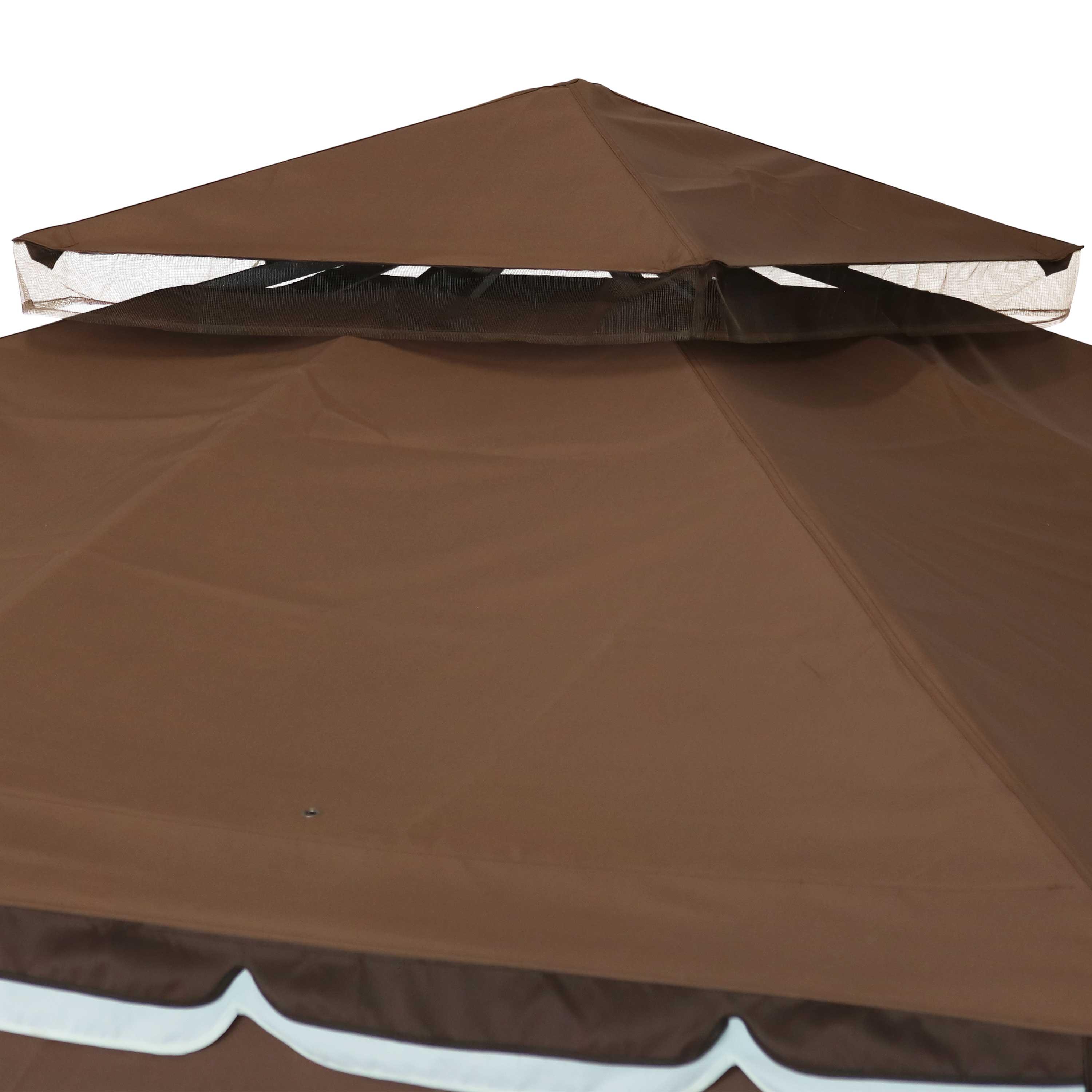 Sunnydaze Outdoor Rectangle Soft Top Patio Gazebo with Screens and Privacy Walls - 10' x 10' - Brown