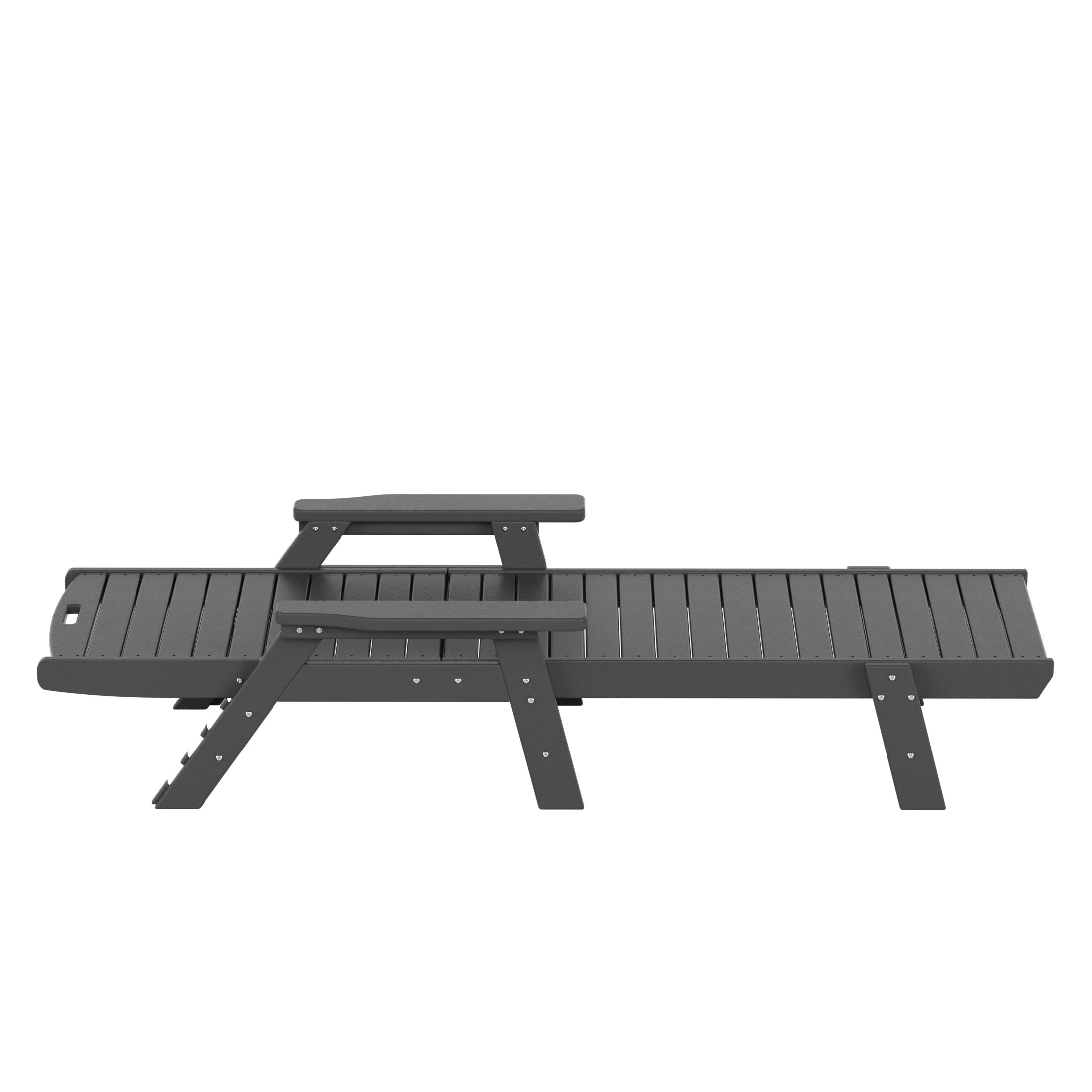SERWALL Patio Chaise Lounge Chair Set of 2, 78'' Long 5-Positions Adjustable HDPE Outdoor Lounge Chair Grey