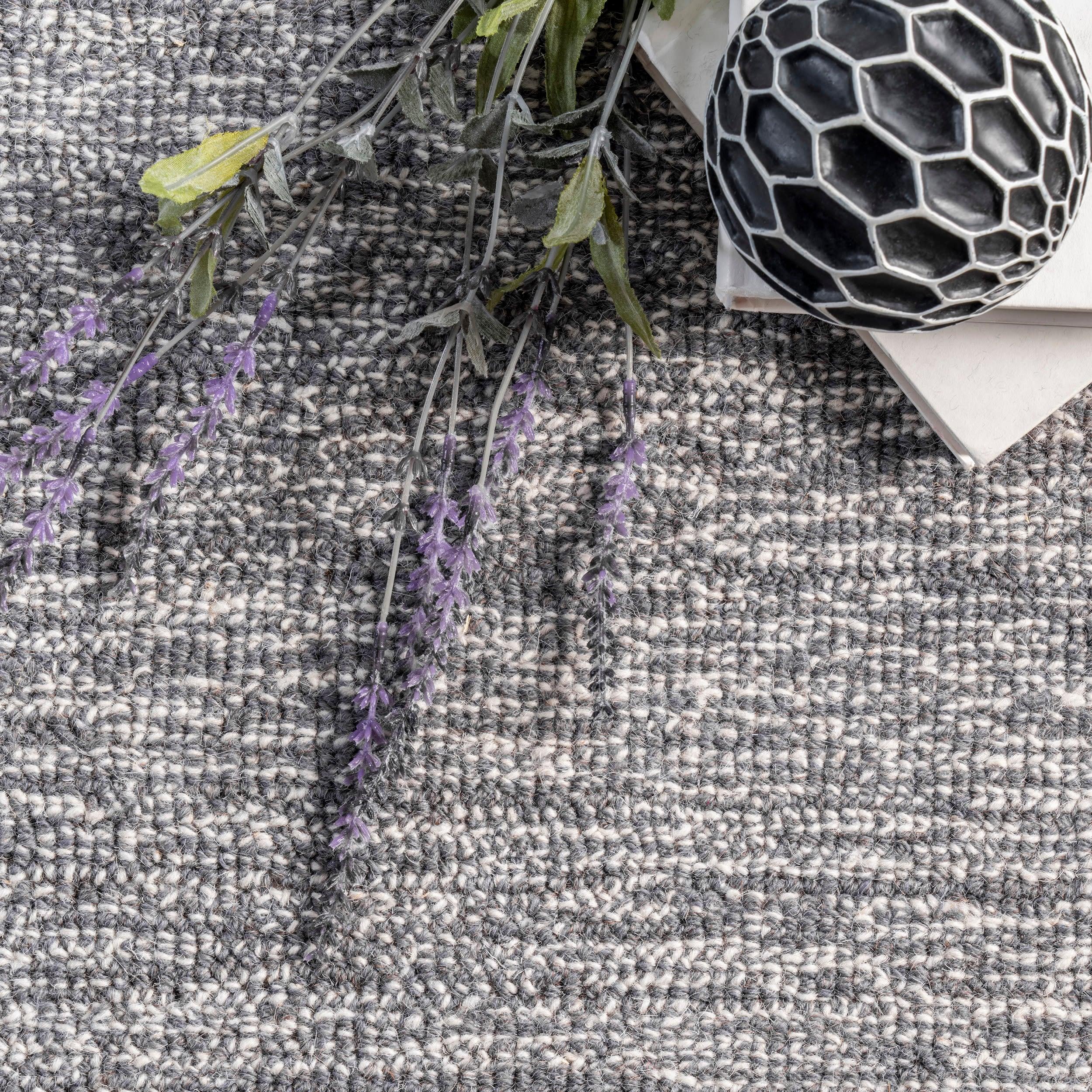 5&#39;x8&#39; Marianne Handmade Wool Border Area Rug Gray - nuLOOM