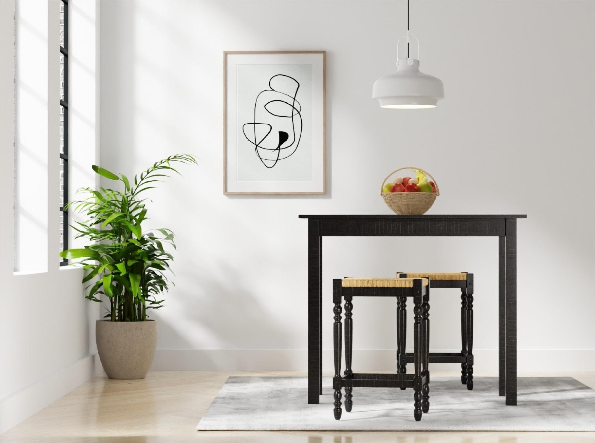 Carolina Living Keegan Pub Bar Espresso: Counter Height Dining Table for 4, Rubberwood Frame