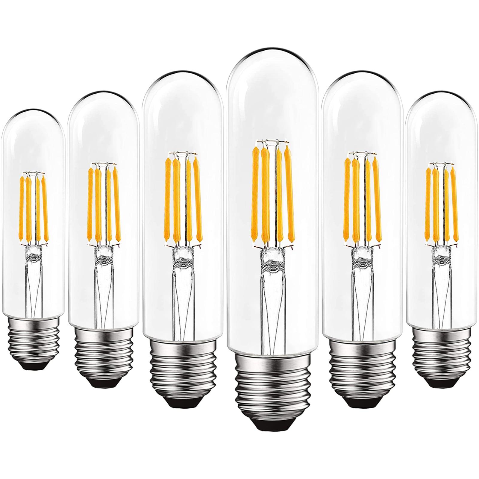 Luxrite 6-Pack T10 LED Bulb 5W=60W 3000K Soft White Edison Bulb 500 Lumens Tubular Light Bulb Damp Rated UL Listed E26
