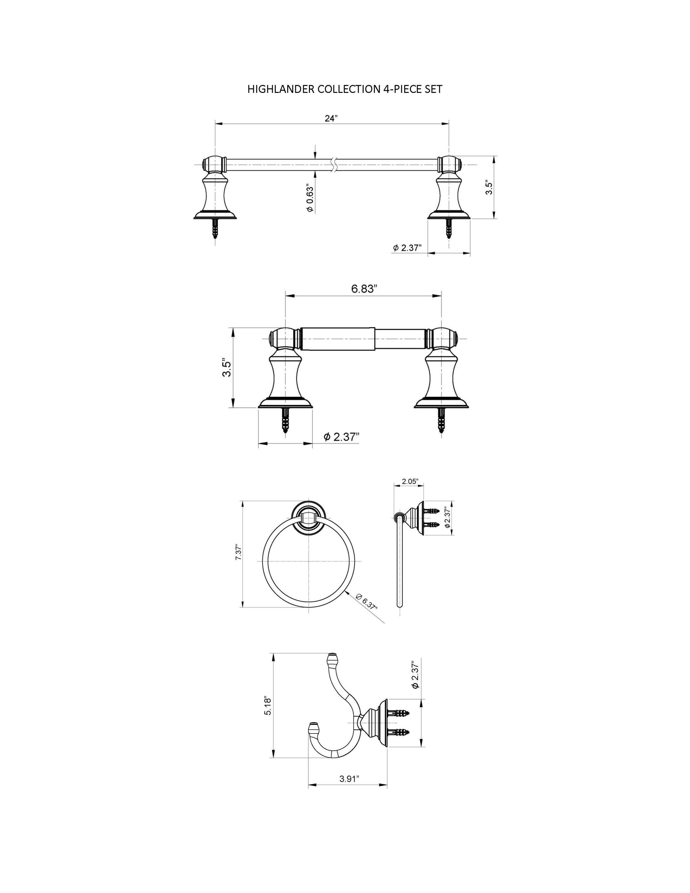 Highlander 4 - Piece Bathroom Hardware Set