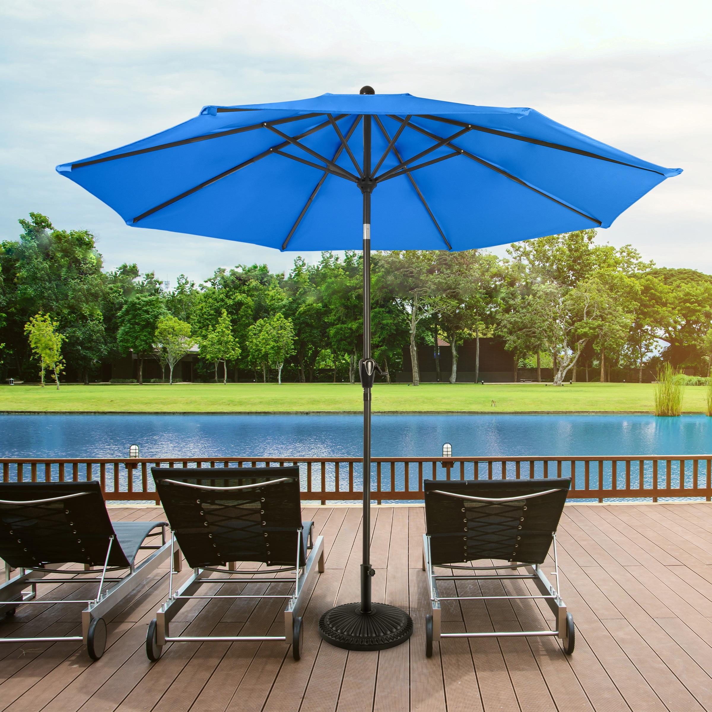 Nature Spring 10' Auto-Tilt Patio Umbrella - Blue