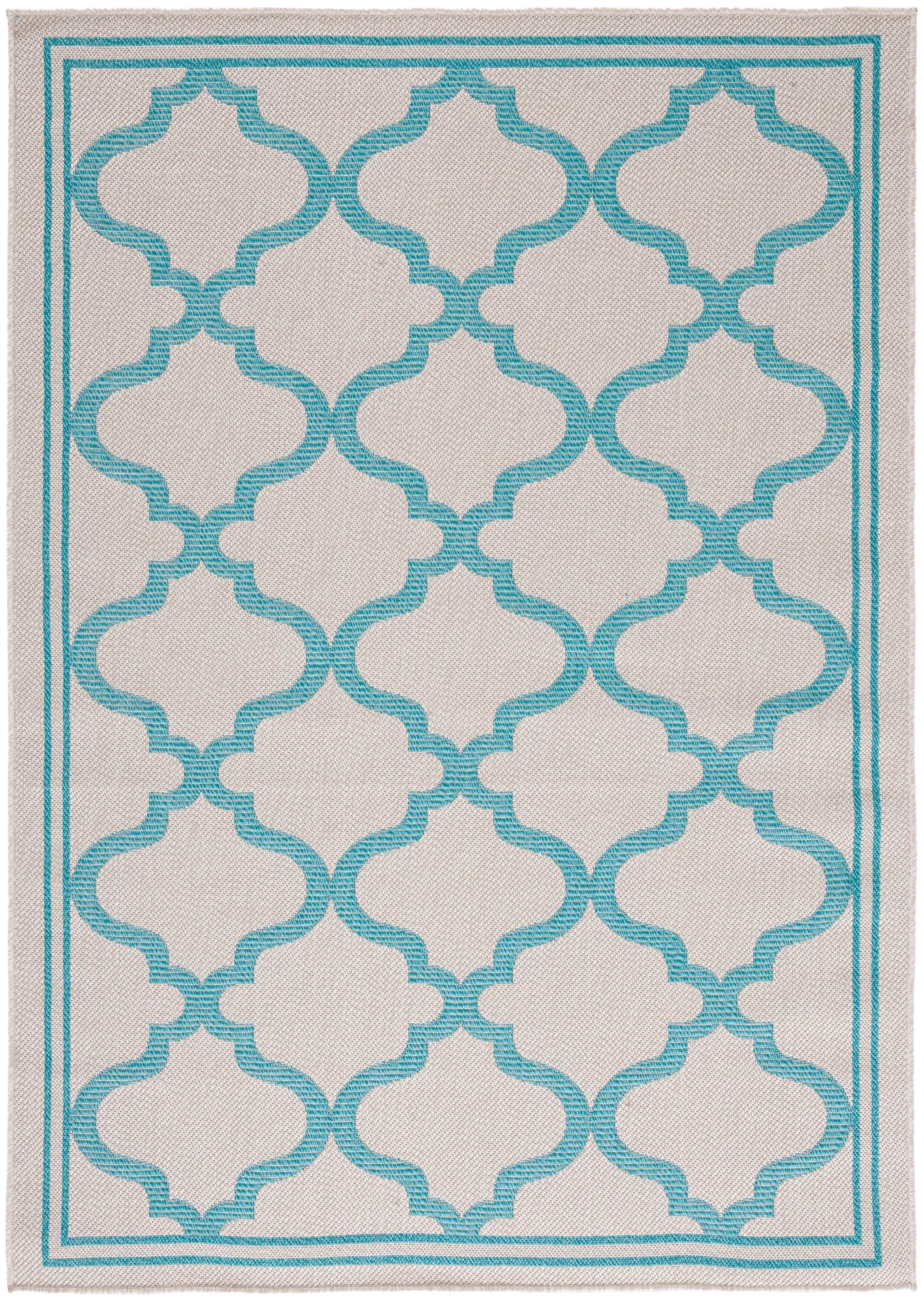 Bermuda BMU810 Power Loomed Indoor/Outdoor Machine Washable Accent Rug - Beige/Aqua - 3'x5' - Safavieh