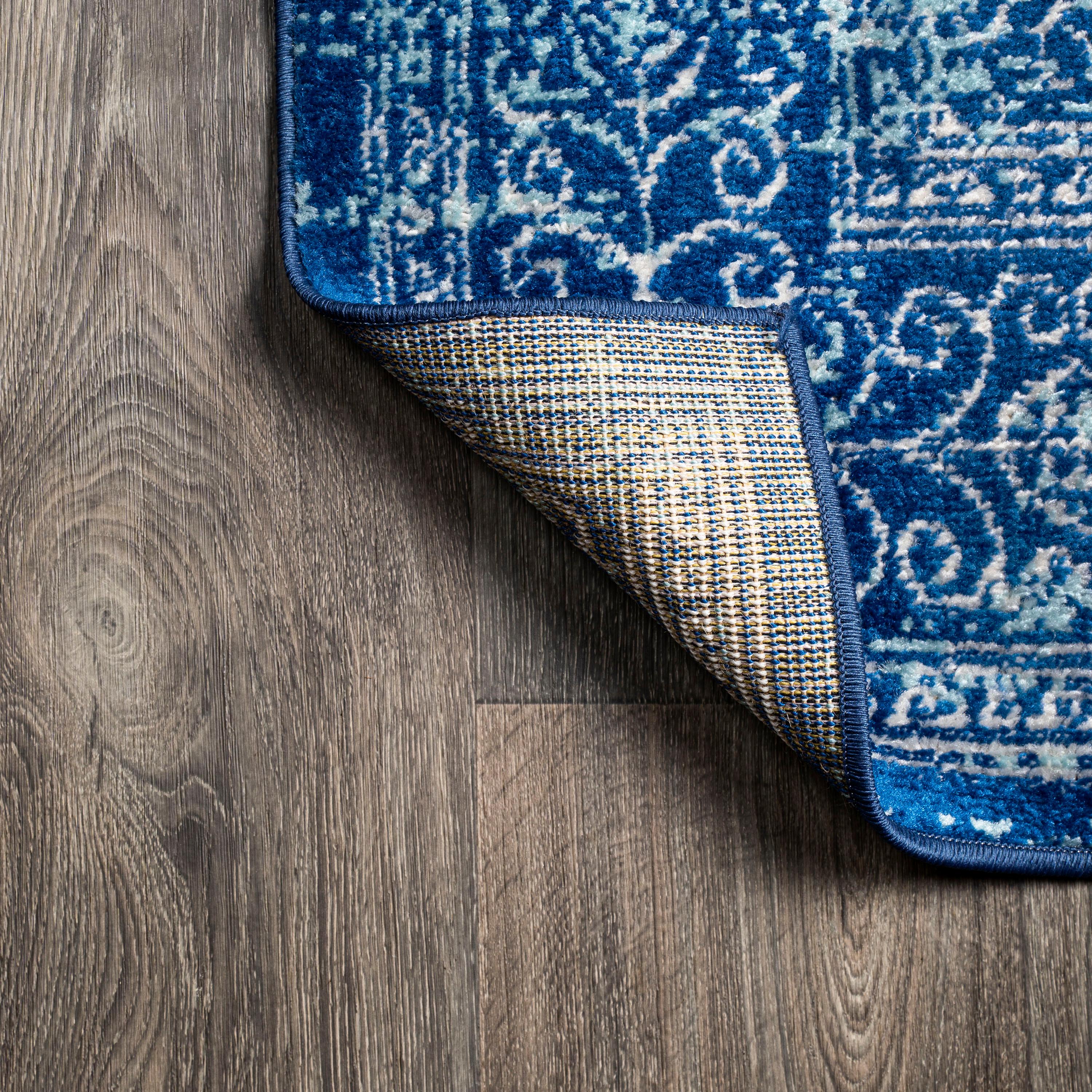 4'x6' Ferro Filigree Charcoal Black and White Area Rug, Blue - JONATHAN Y