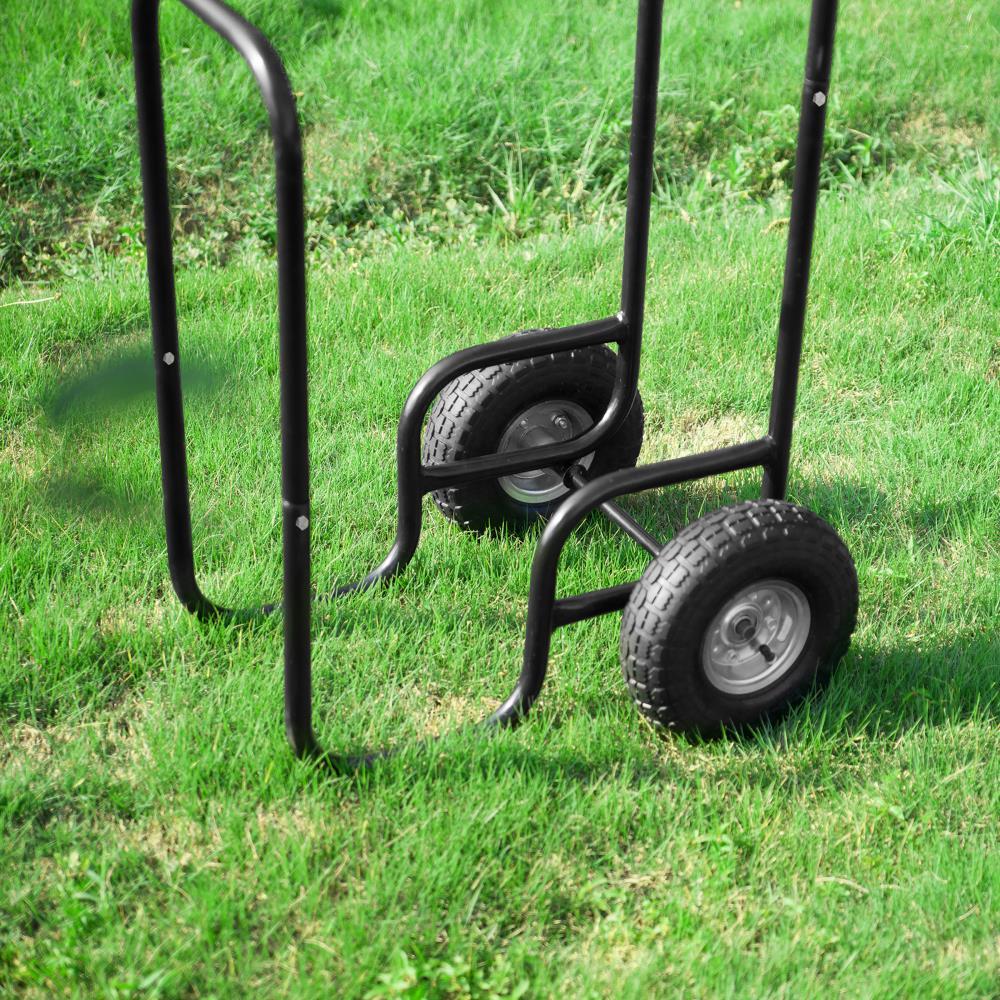 Nature Spring Rolling Log Cart for Hauling Firewood - Metal, Black