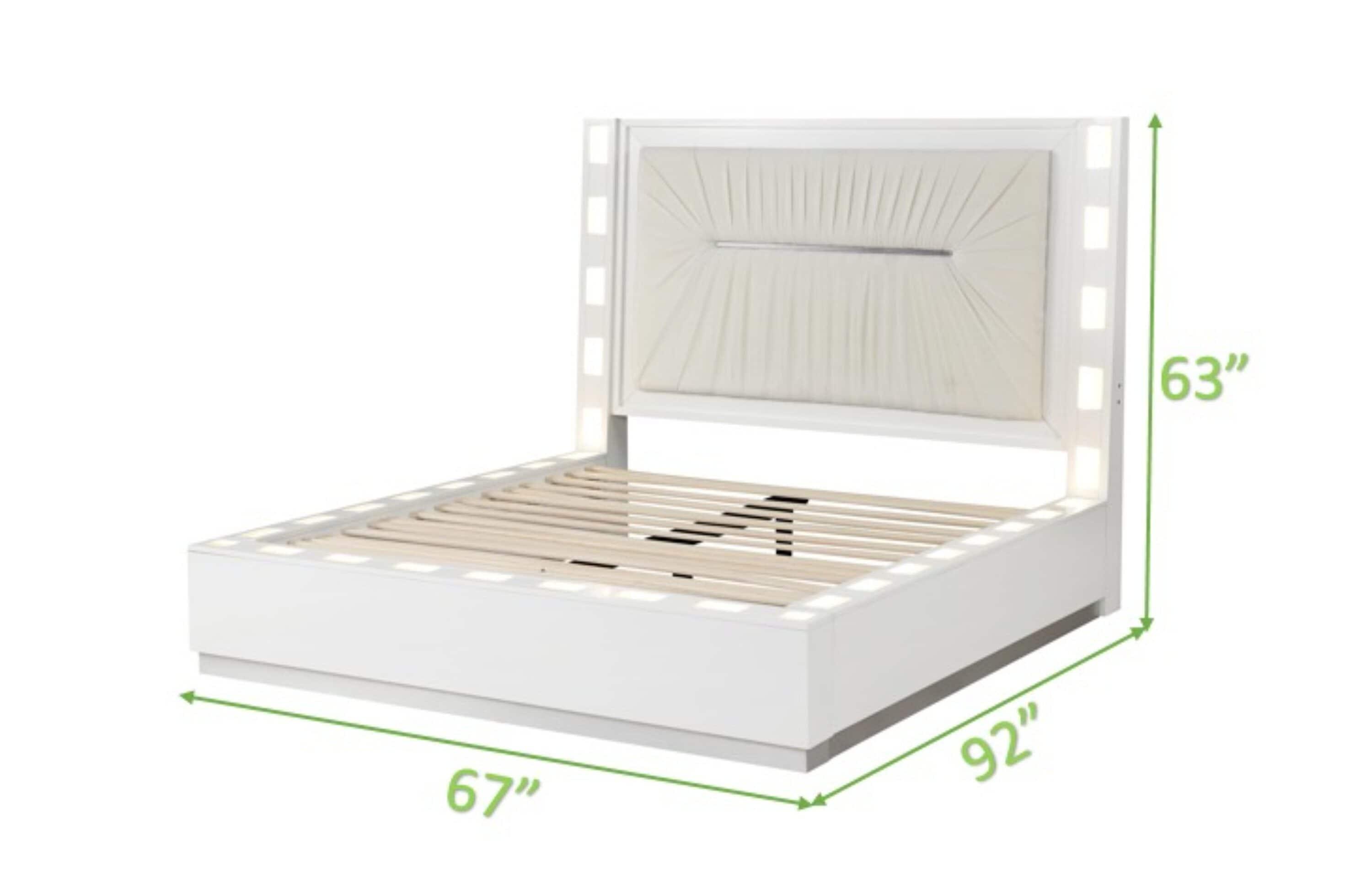 Coco Queen 5 Pc LED Bedroom Set Made with Wood in Milky White