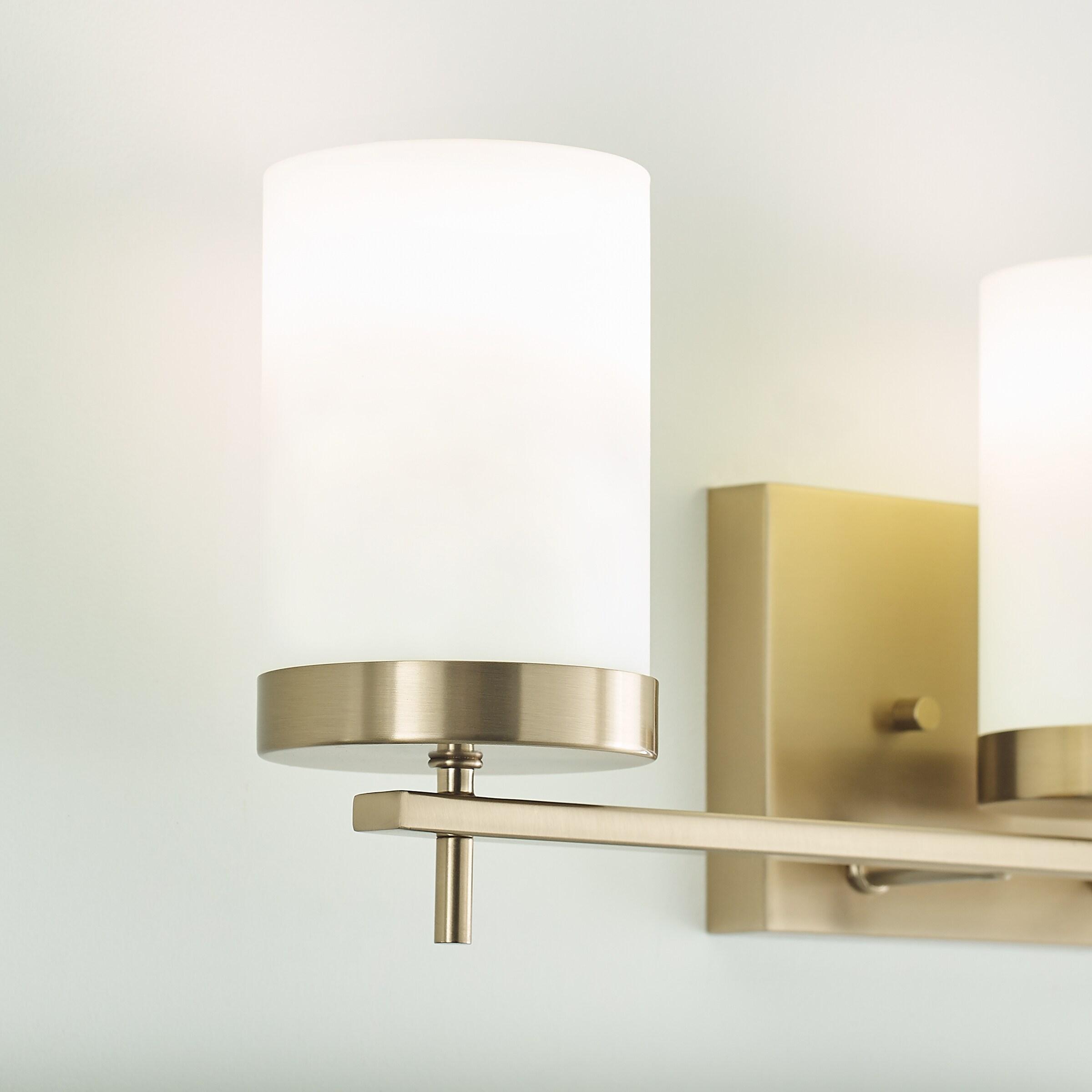Generation Lighting 3-Light Zire Modern Bath Fixture Wall Lamp Satin Brass 4490303-848, Bathroom Light Fixture for Home Décor, Wall Sconce Vanity Light Fixture and Bathroom Accessory