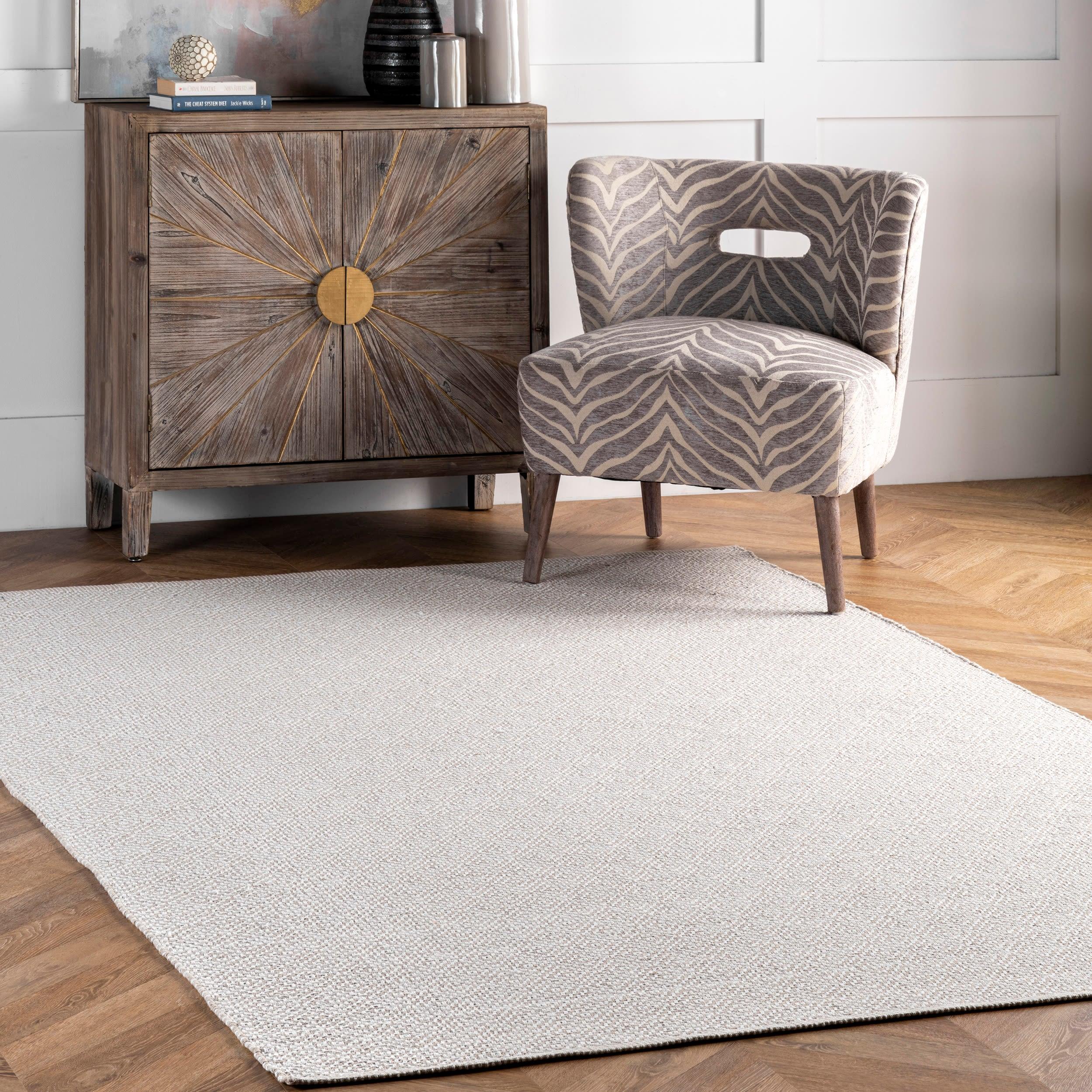6'x9' Cotton Hand Loomed Lorretta Area Rug Taupe - nuLOOM: Modern Flat Pile Rectangle, Indoor Use, Canvas Backing