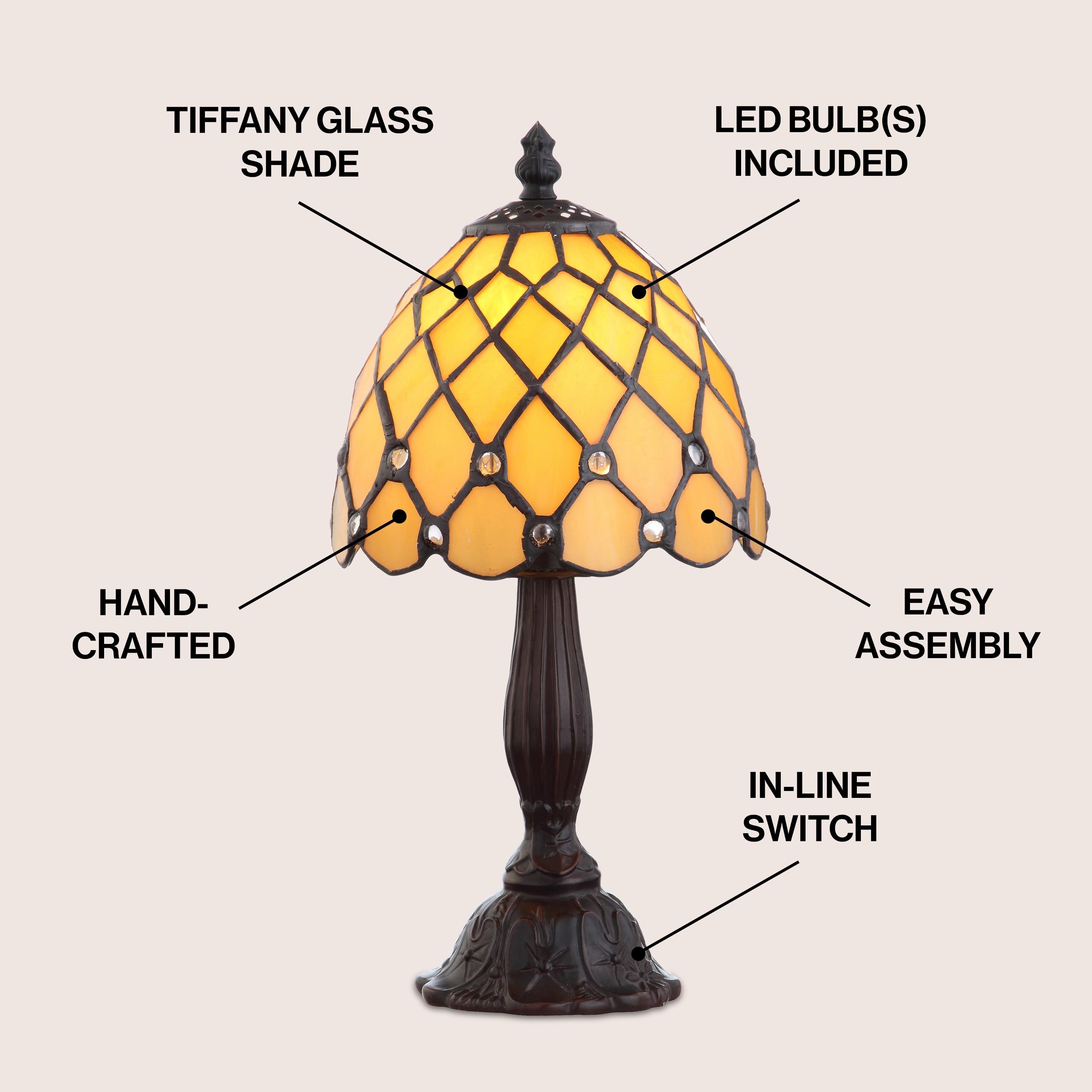 Campbell Tiffany-Style 12.5" LED Table Lamp, Bronze