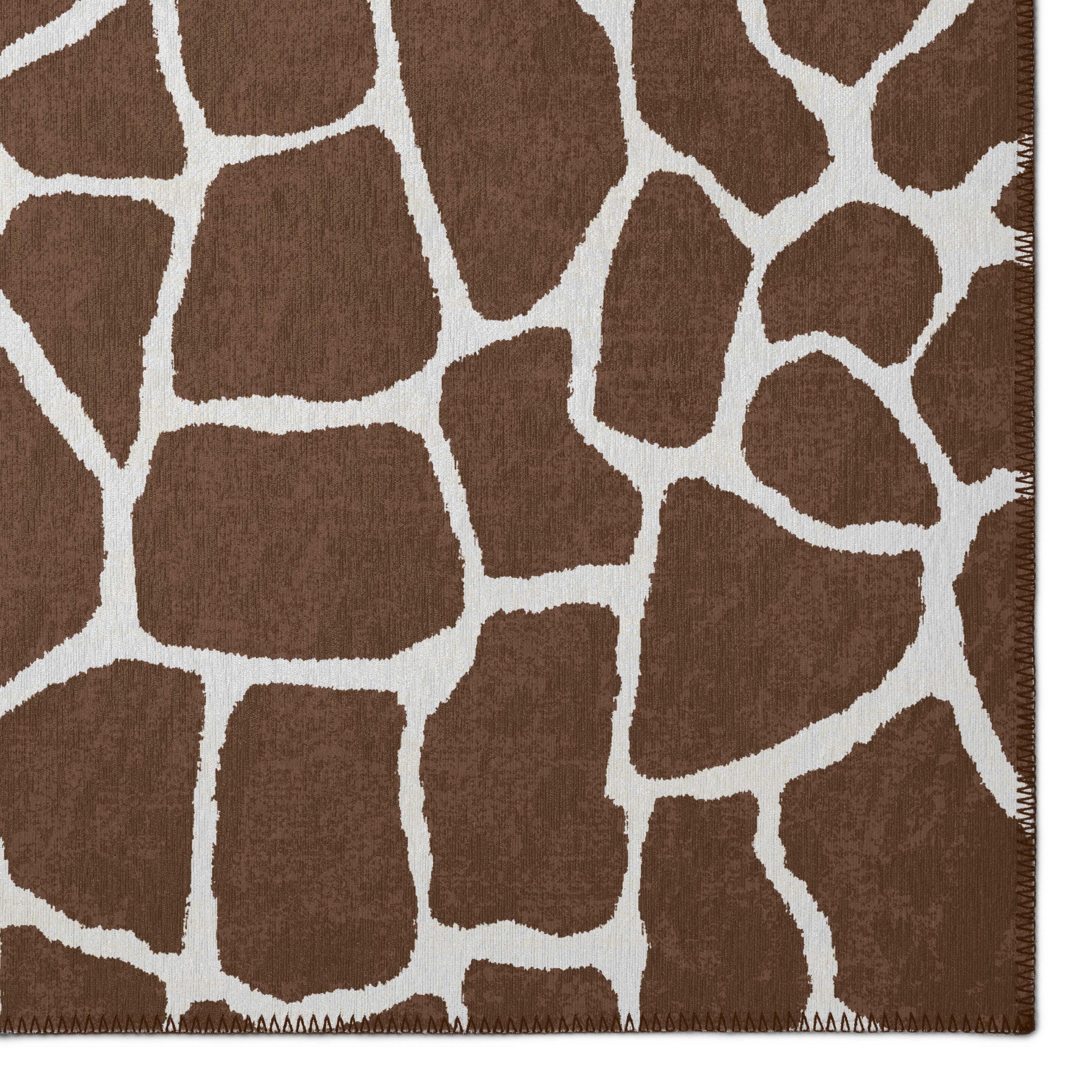 Safari Brown Giraffe Animal Print 9' x 12' Non-Skid Area Rug