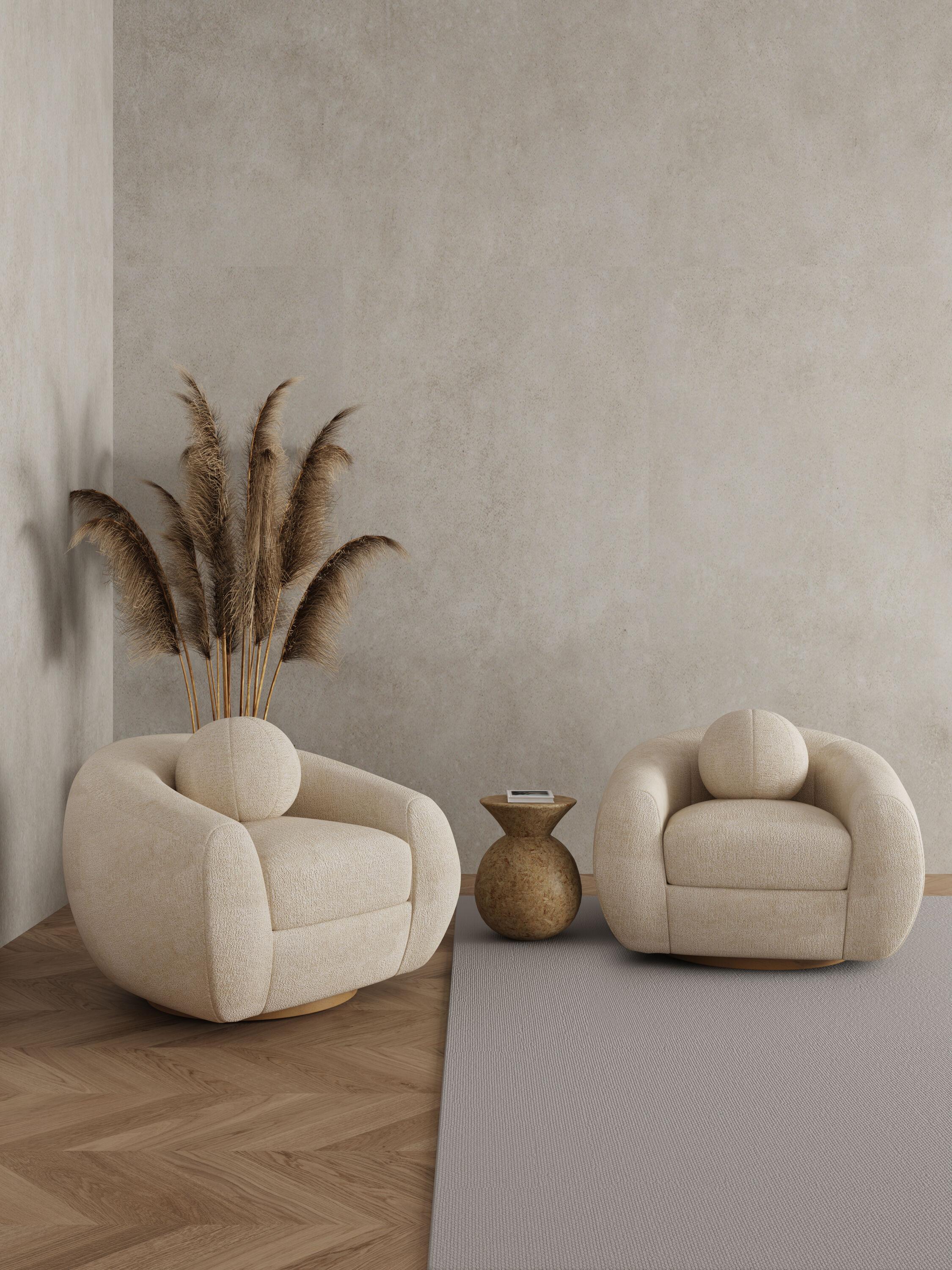 Manhattan Comfort Set of 2 Tribeca Modern Chenille Upholstered Accent Chairs Cream