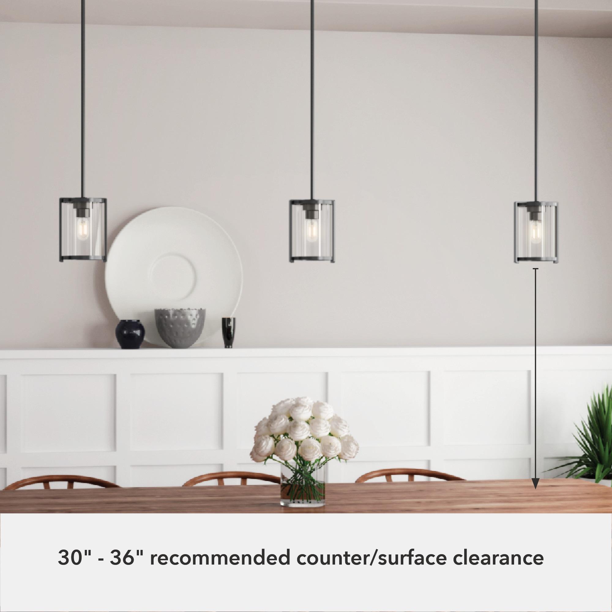 Astwood Clear Glass Mini Pendant Ceiling Light Fixture Matte Black - Hunter Fan: UL Listed, Adjustable Height