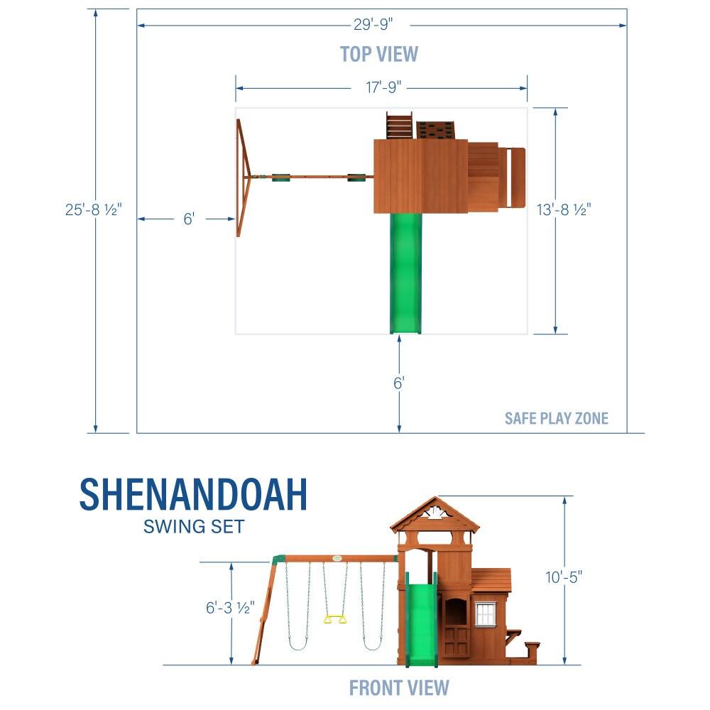 Backyard Discovery Shenandoah Cedar Wood Swing Set, Slide, Clubhouse, Playhouse, Kitchen