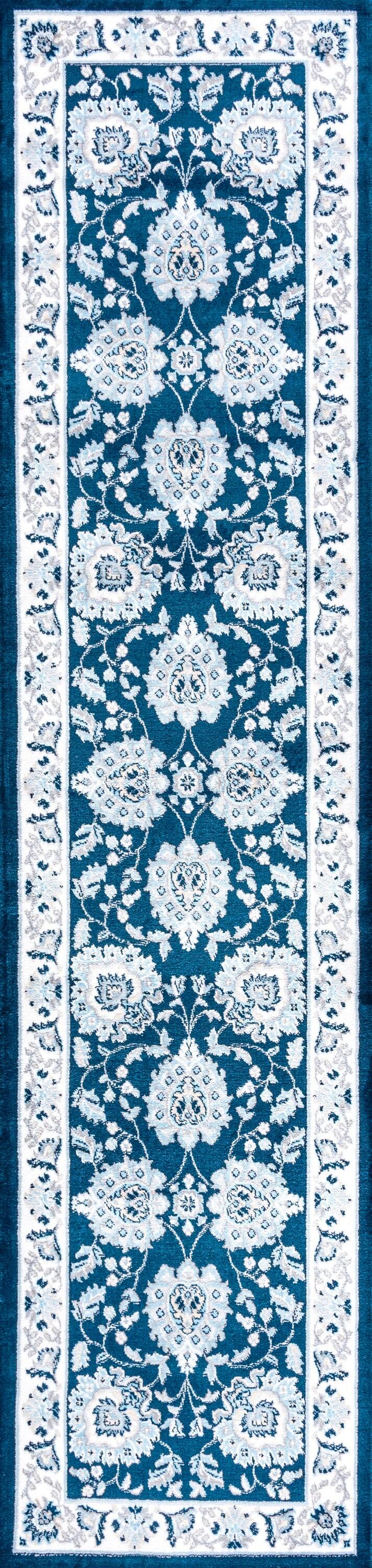 2' X 8'  Cherie French Cottage Runner Rug, Navy/Ivory - JONATHAN Y