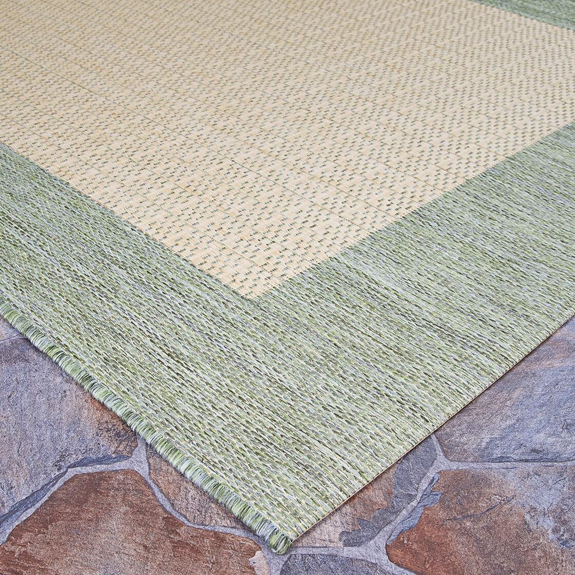 Couristan Recife Checkered Field Indoor / Outdoor Area Rug, Natural- Green, 7'6" x 10'9"