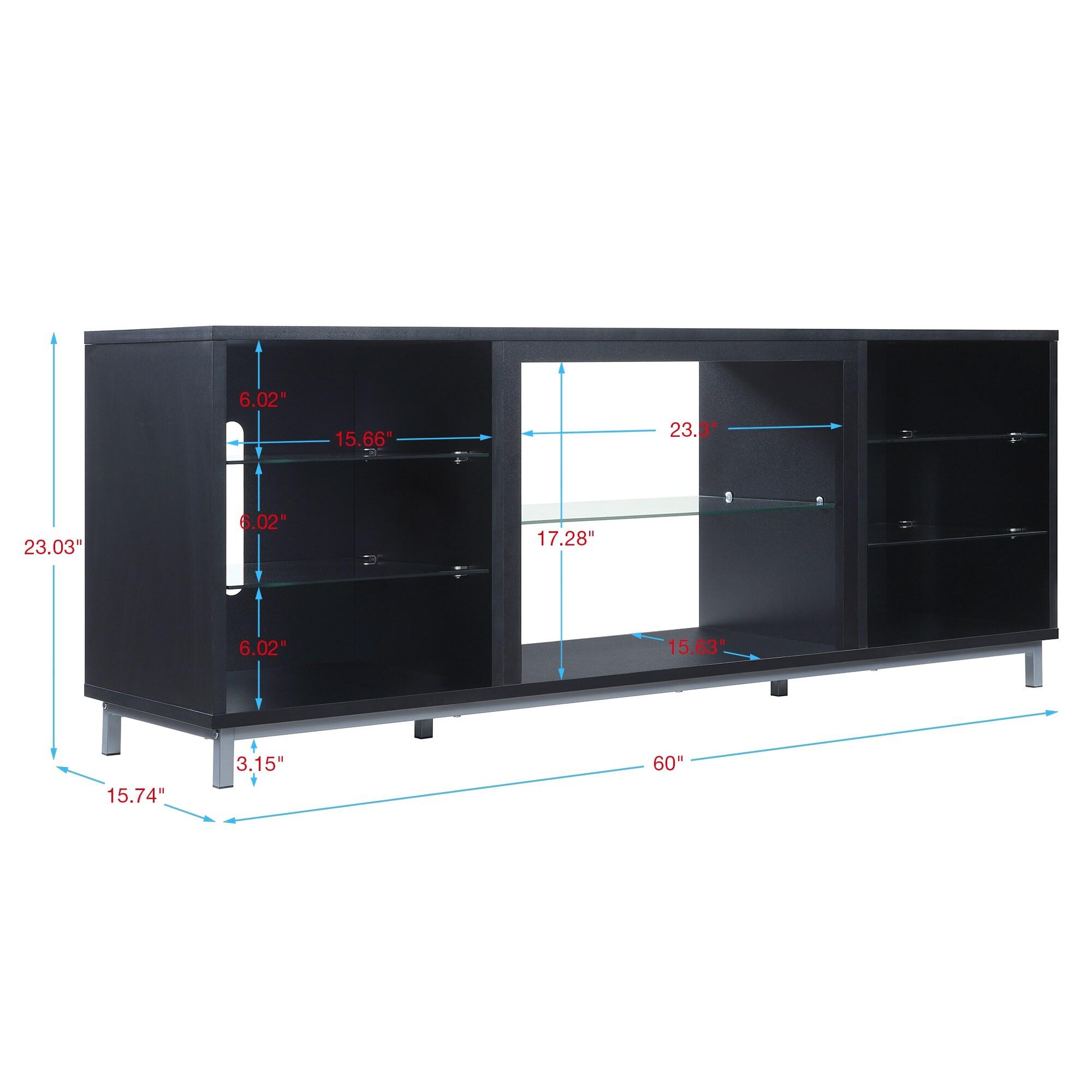 Manhattan Comfort Brighton Wood TV Stand for TVs up to 56" in Black