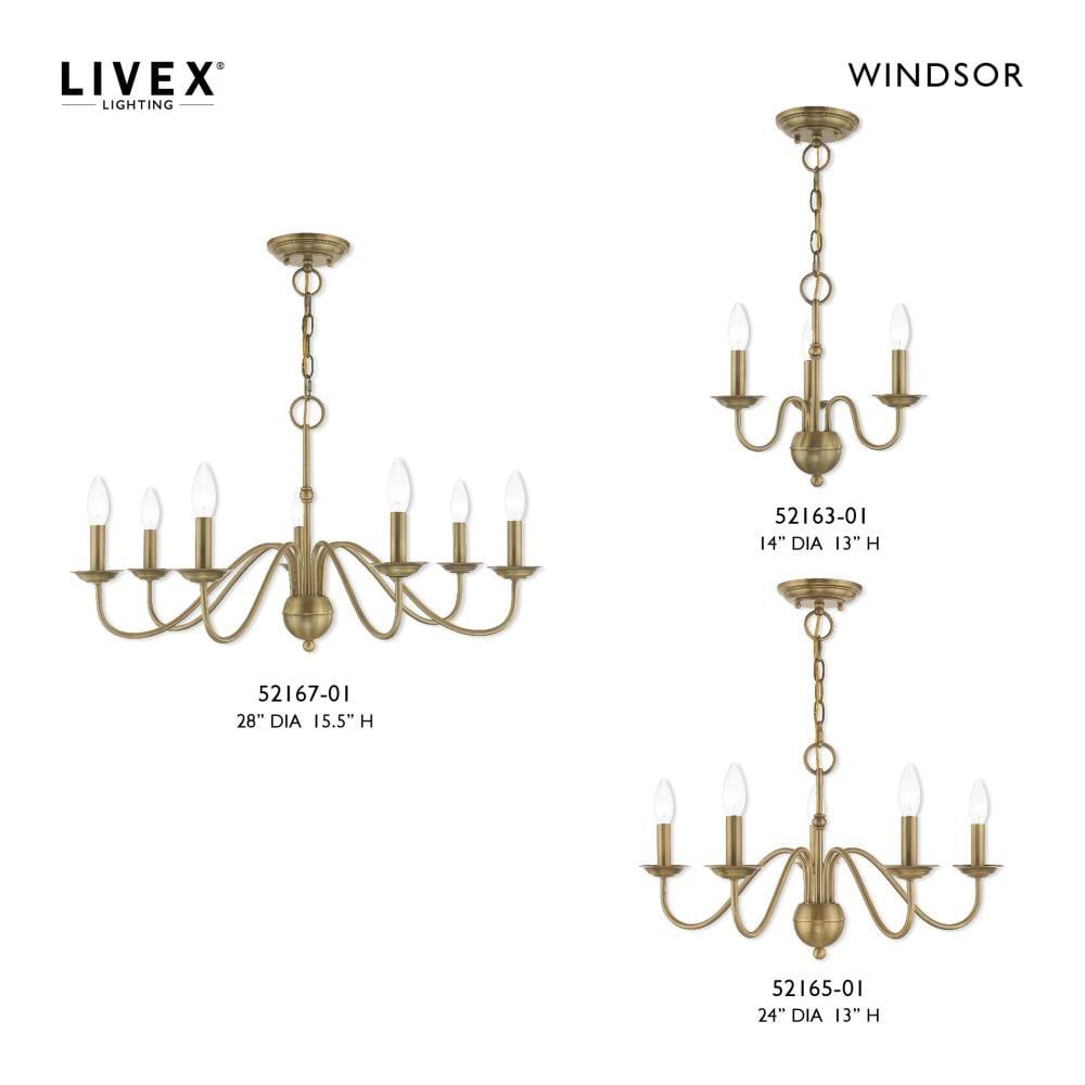 Livex Lighting Windsor 5 - Light Chandelier in  Antique Brass