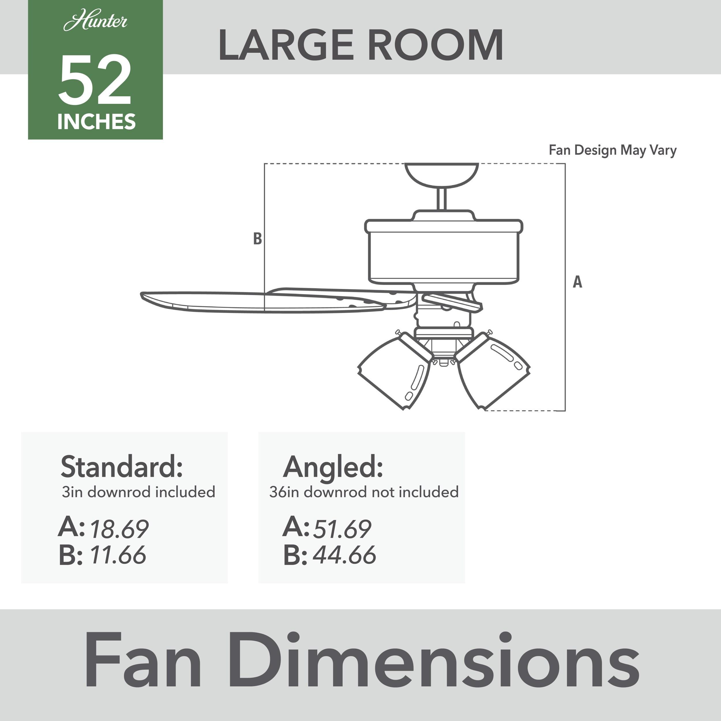 Hunter Fan 52" Crestfield Ceiling Fan (Includes LED Light Bulb) Nickel: 5-Blade, 3-Speed, Reversible Motor, Glass Shades