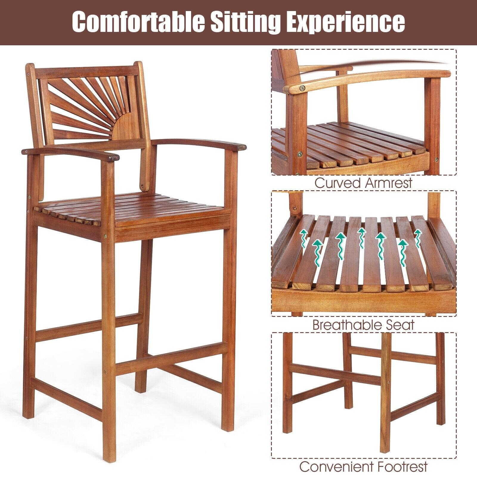 Costway Costway Acacia Outdoor 29'' Bar Stool